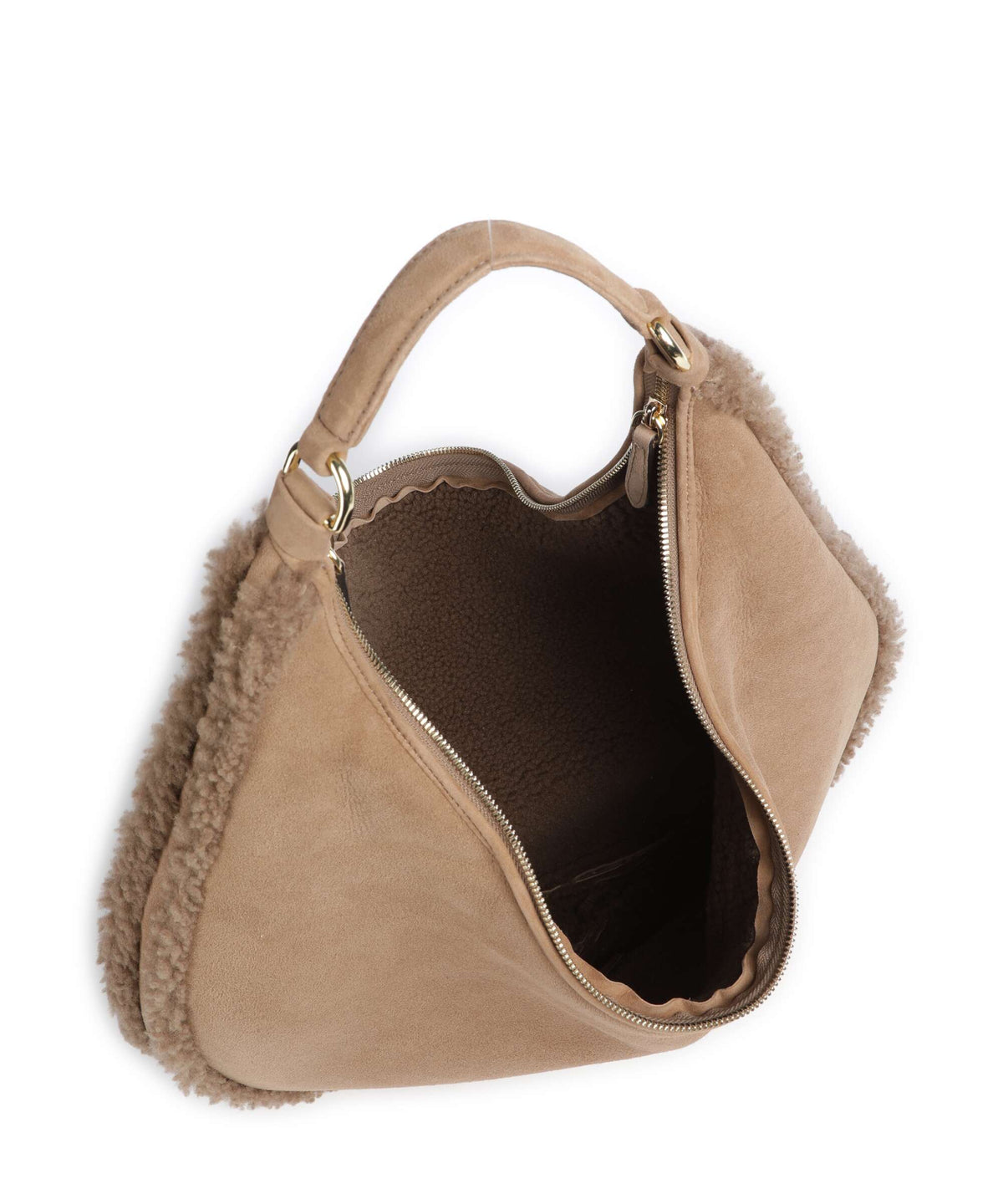 Abro Shearling Nana Big Hobo bag cappuccino