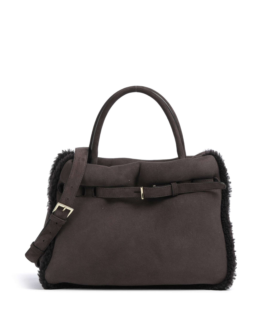 Abro Shearling Jill Handbag dark brown