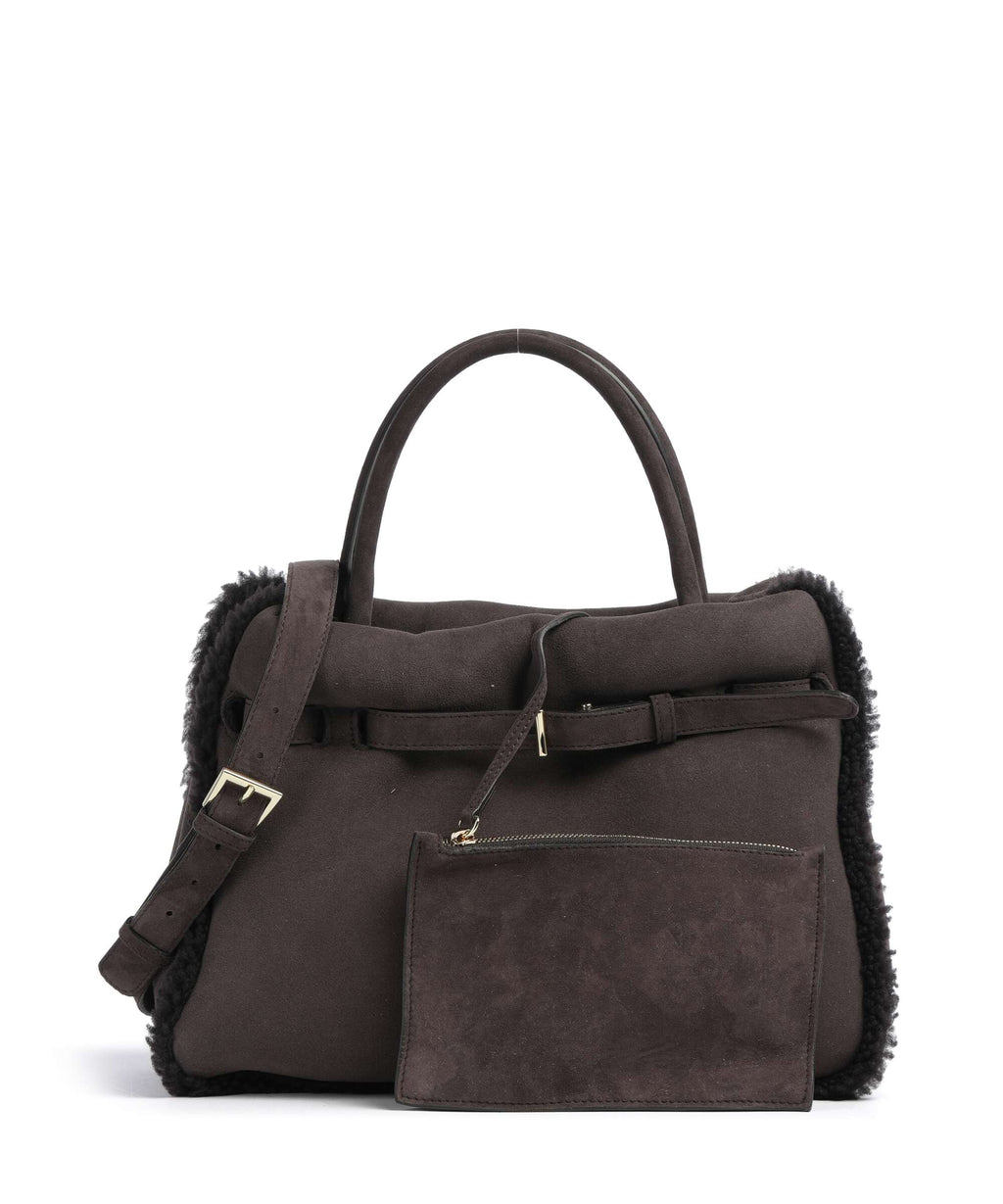 Abro Shearling Jill Handbag dark brown
