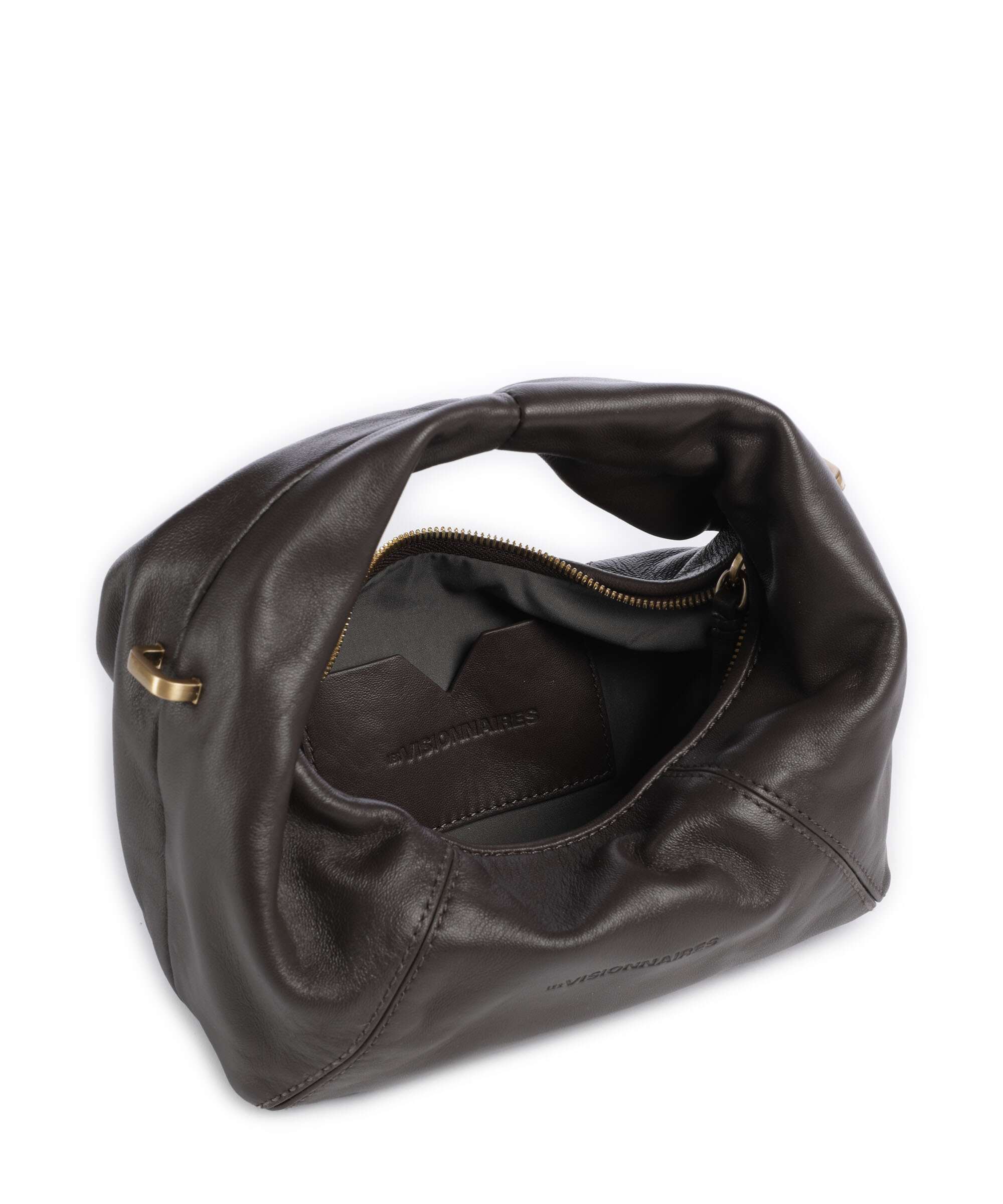 Les Visionnaires Greta Icon Cinkle Silky Handbag chocolate brown