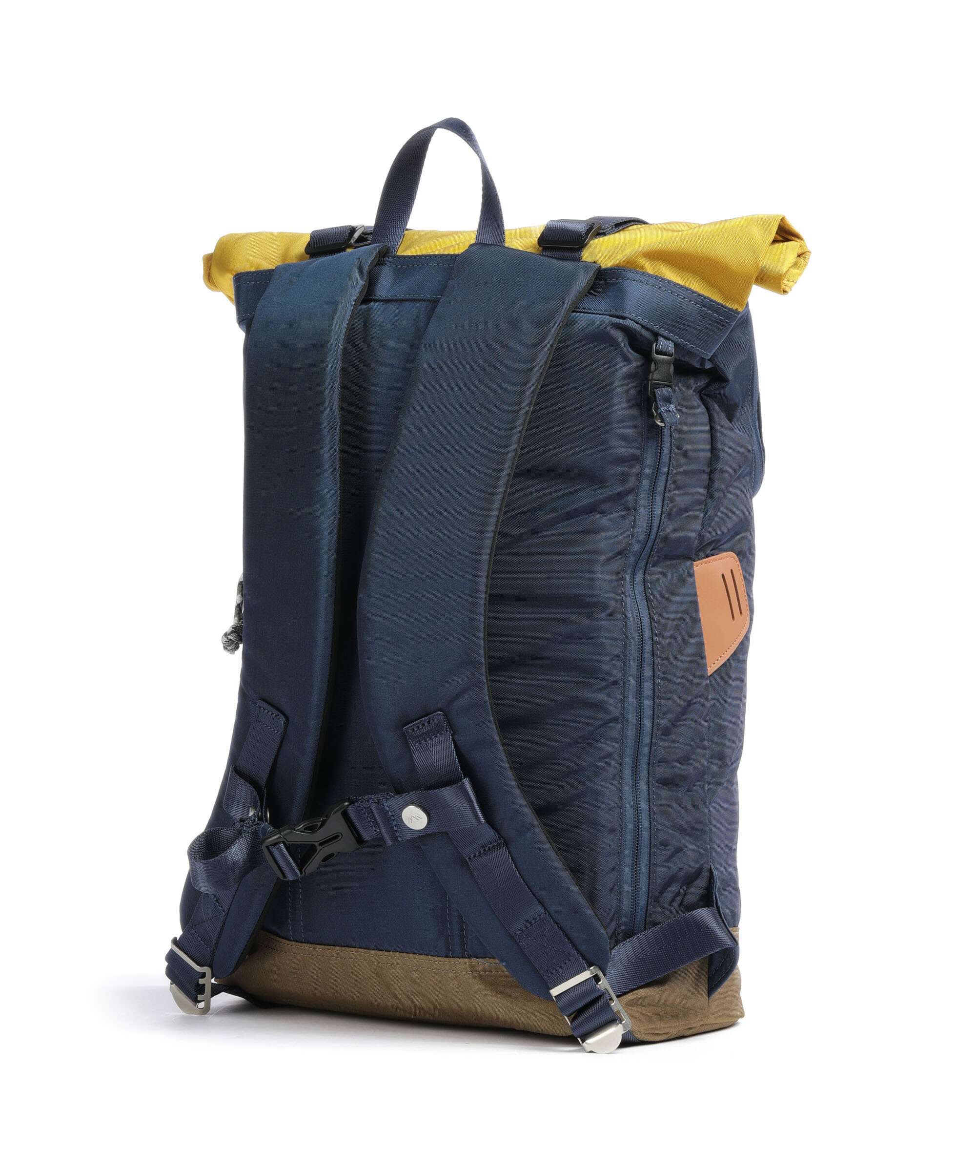 Doughnut Glossy Blocking Christopher Rolltop backpack navy/mustard