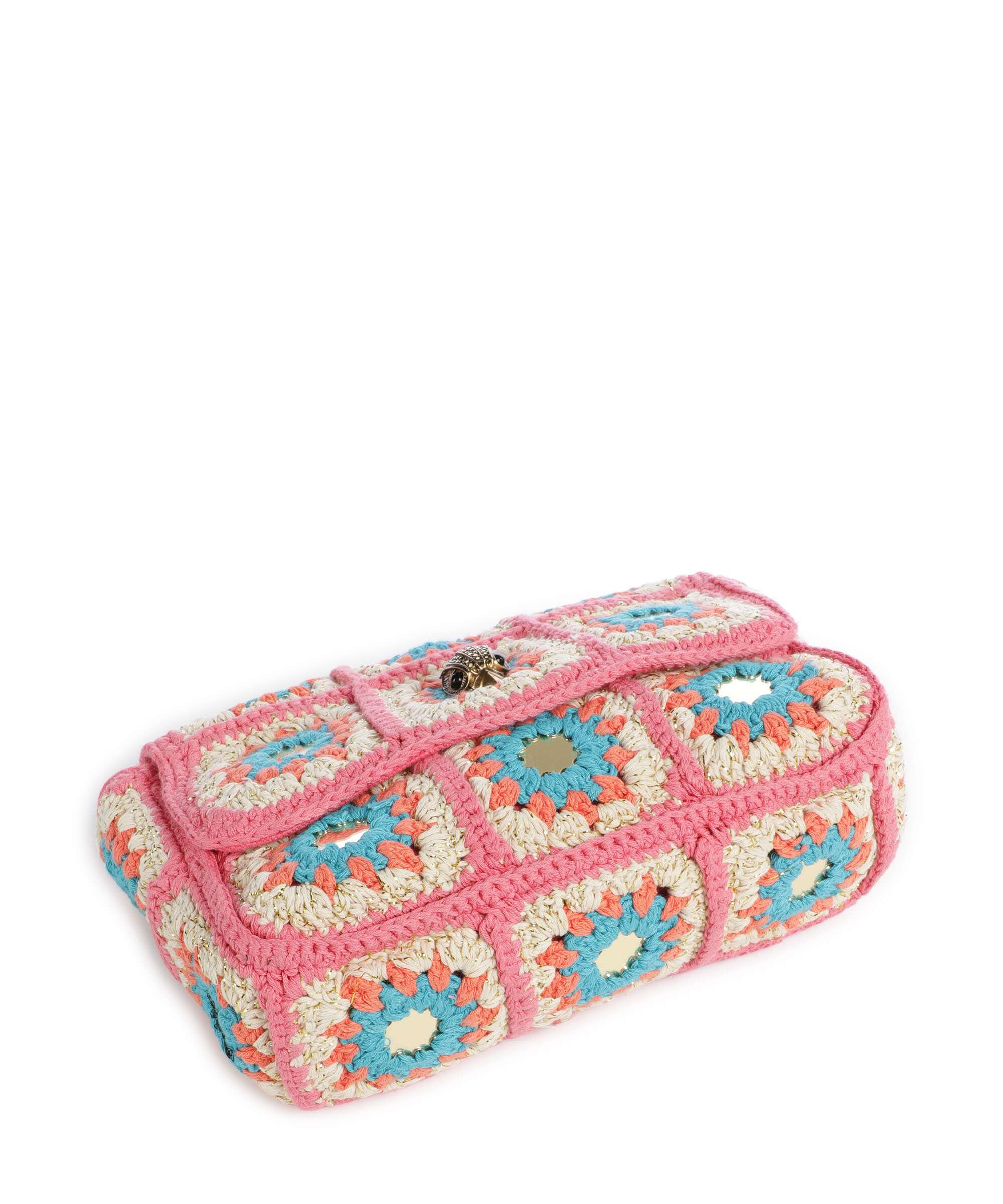 Kurt Geiger Kensington Crochet Crossbody bag pink combination