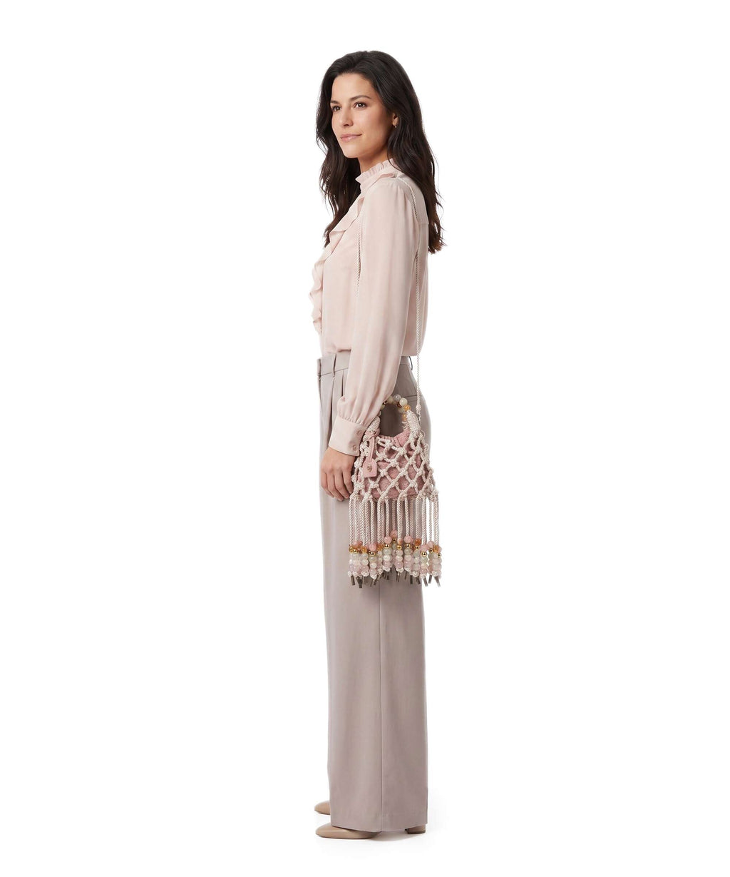 Kurt Geiger Macrame Mini Crossbody bag cream