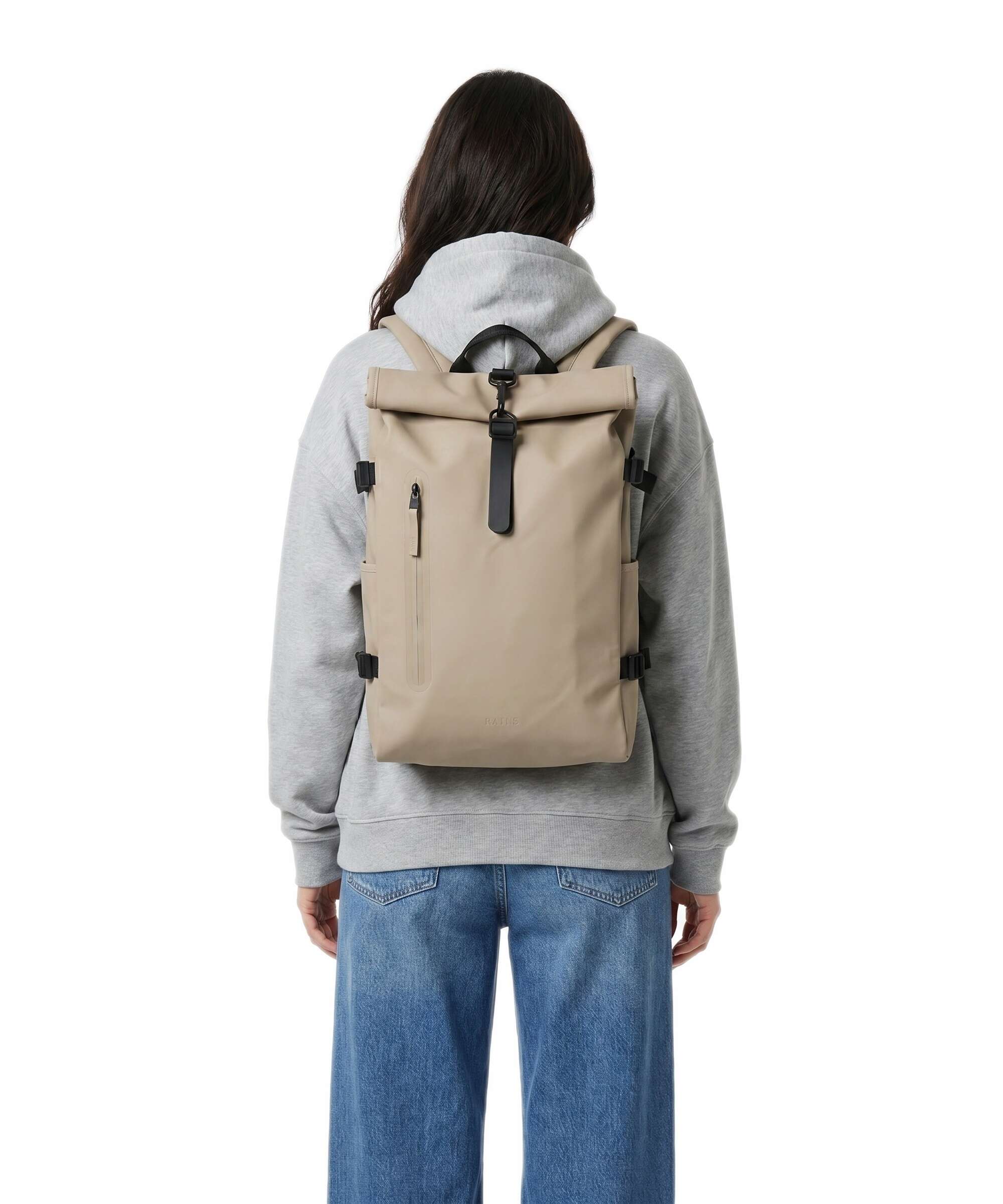 Rains Large Rolltop backpack beige