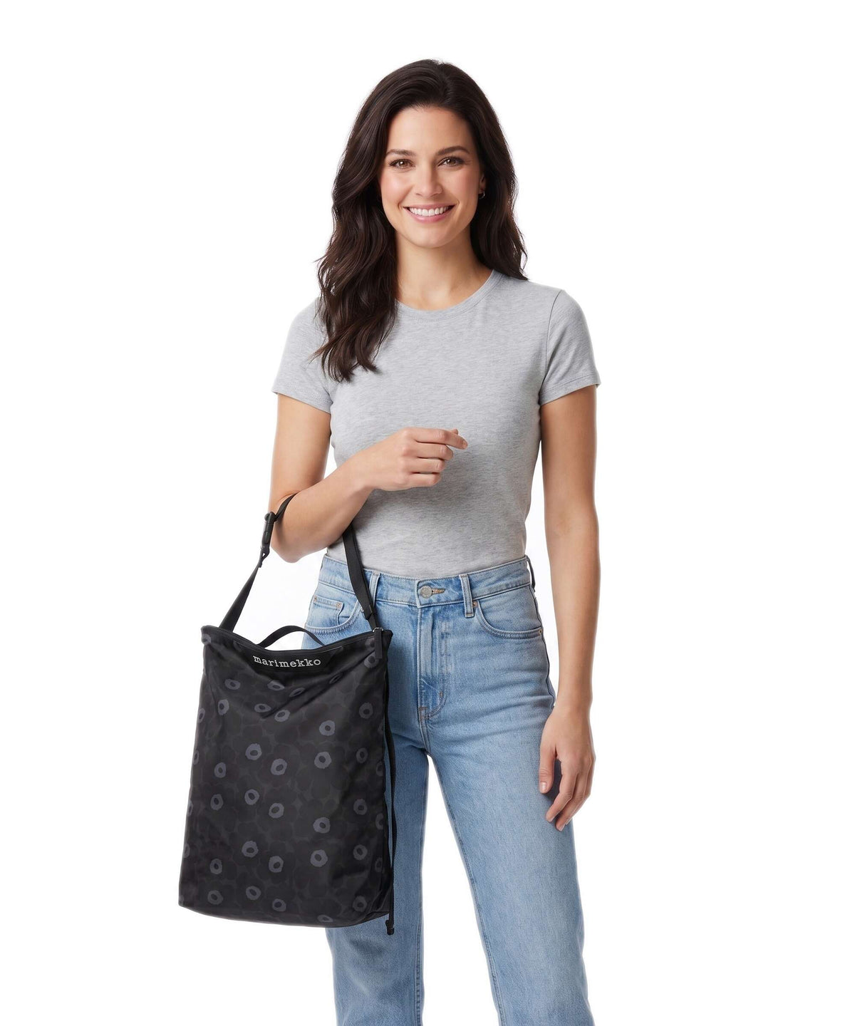 Marimekko Neat Unikko M Hobo bag black/dark grey
