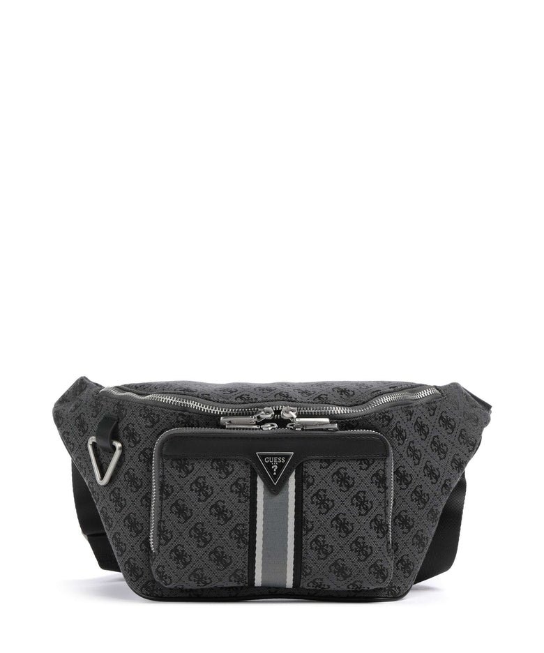 Guess Milano 4G Jacquard Stripe Belt bag coal/black