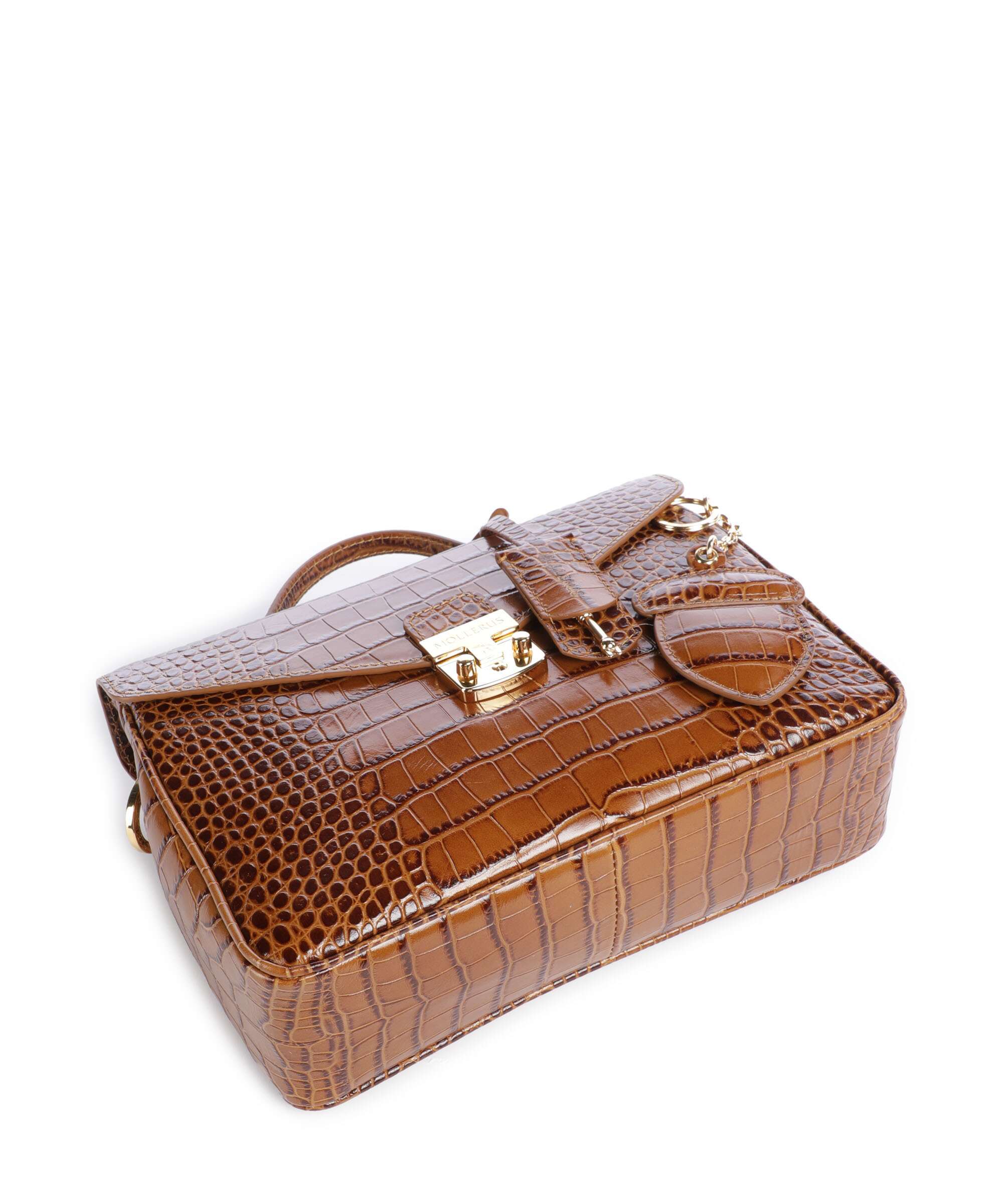 Maison Mollerus Croco Marly Crossbody bag honey braun