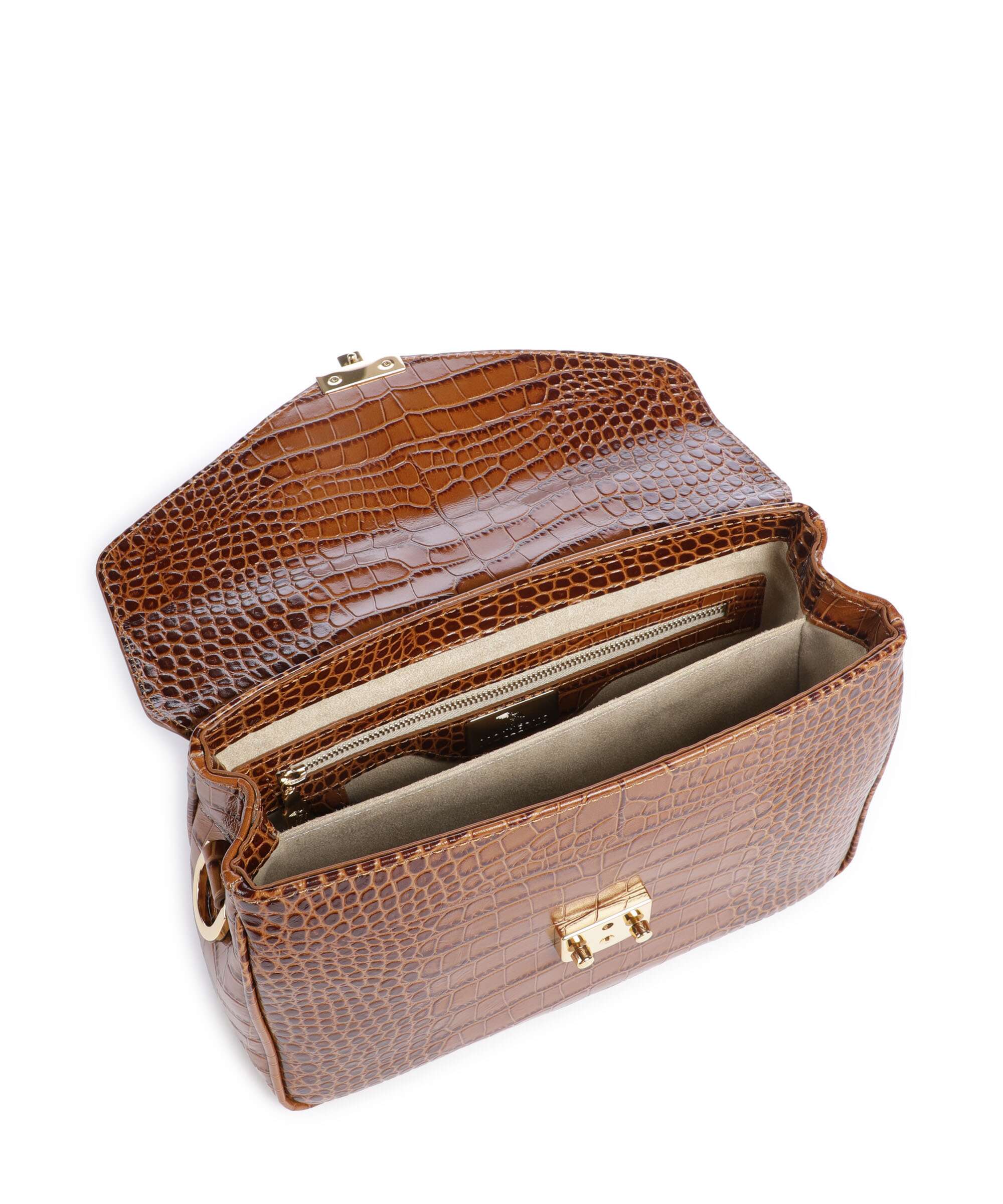 Maison Mollerus Croco Marly Crossbody bag honey braun
