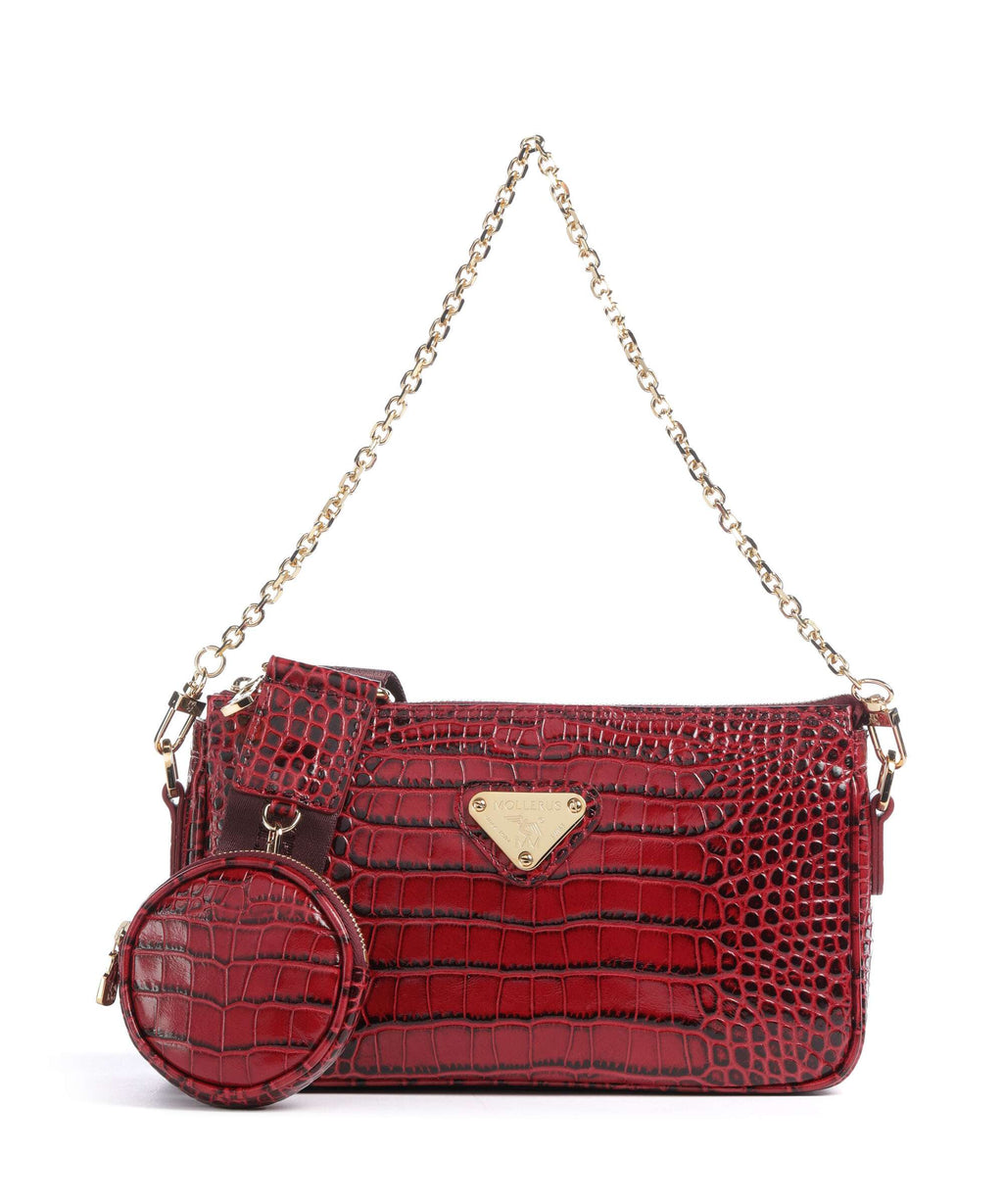 Maison Mollerus Croco Zell Shoulder bag antique rot