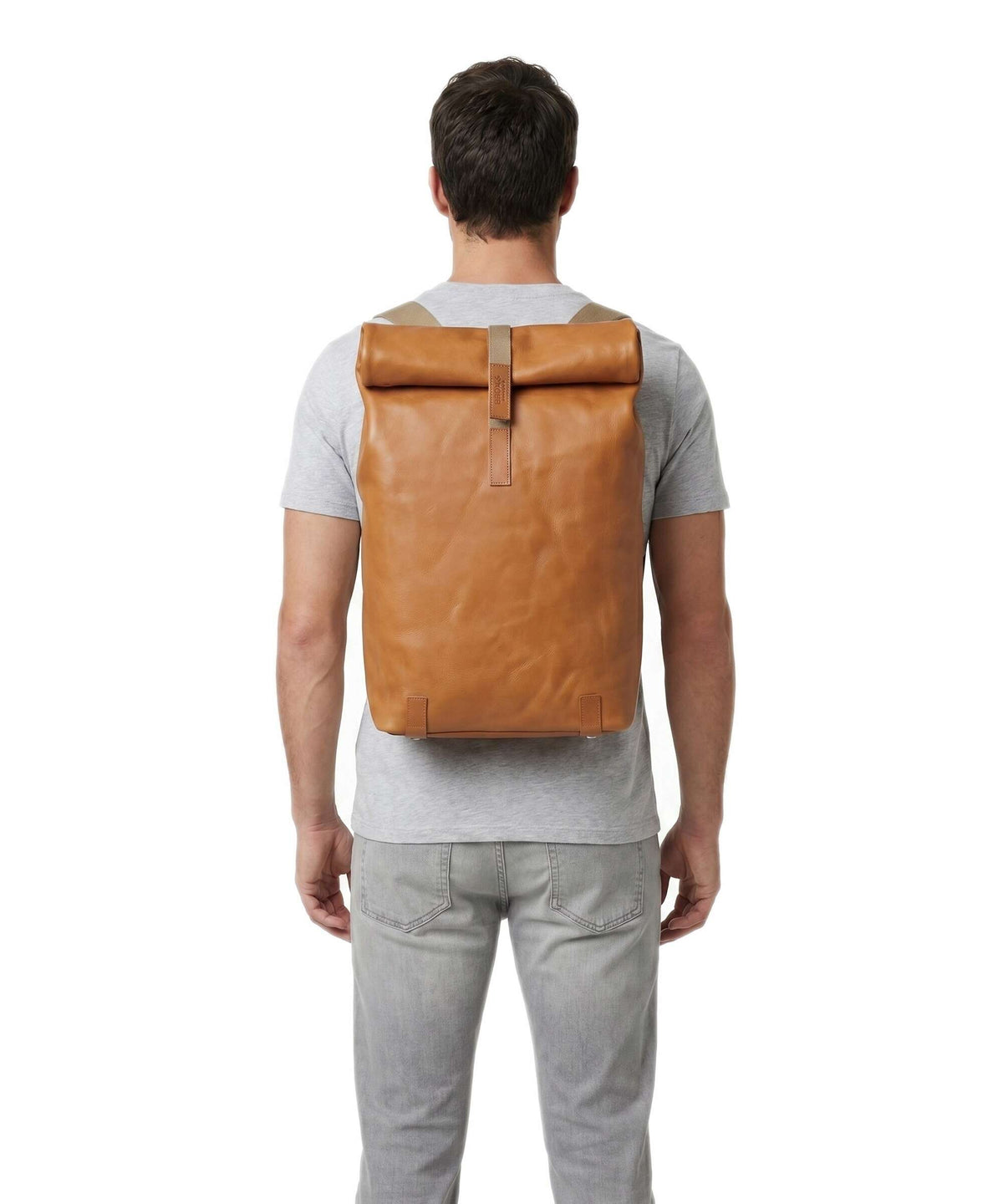 Brooks England Pickwick Leather Large Rolltop backpack cognac