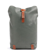 Brooks England Pickwick Cotton Canvas Small Rolltop Rucksack sage green/honey details