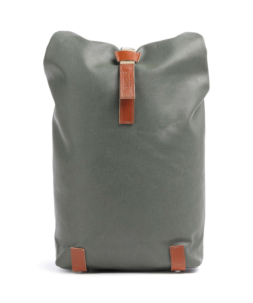 Brooks England Pickwick Cotton Canvas Small Rolltop backpack sage green/honey details