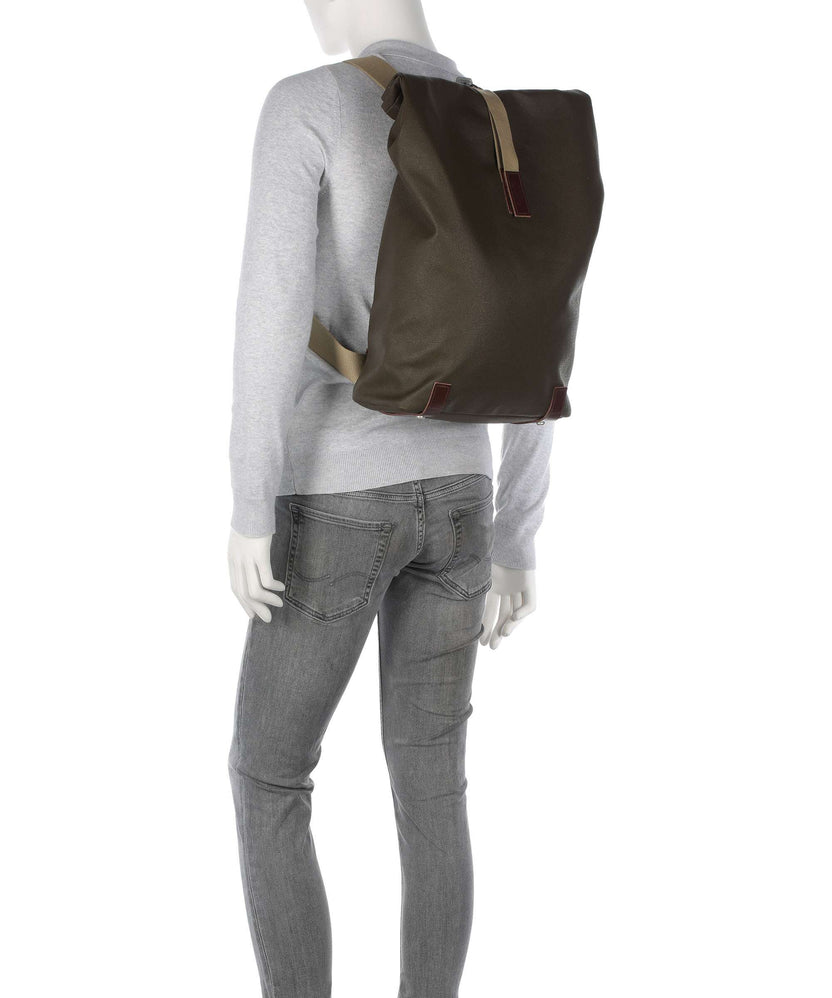 Brooks England Pickwick Patchwork Large Rolltop backpack moss