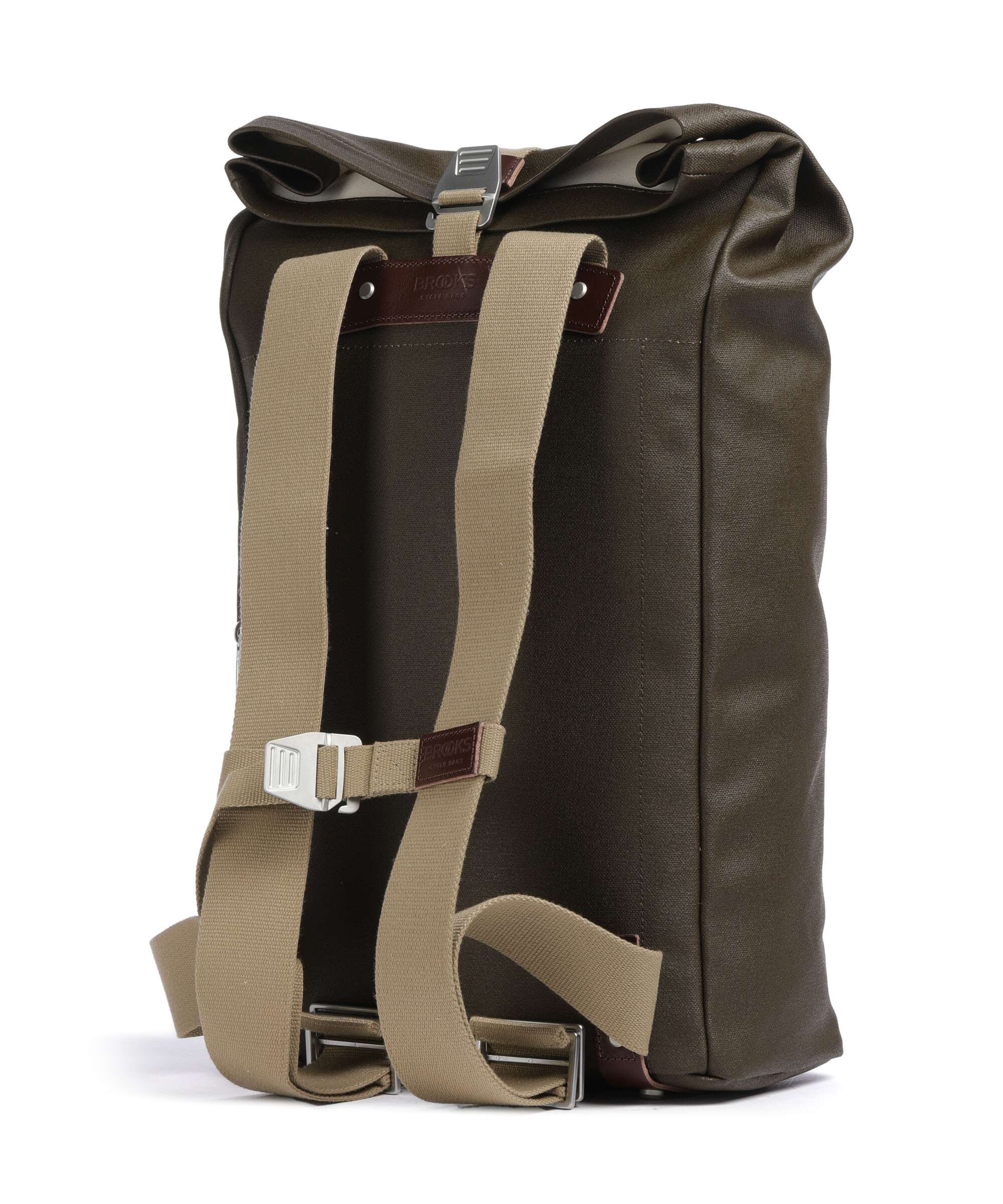 Brooks England Pickwick Large Patchwork Rolltop backpack moss