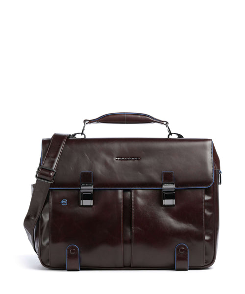 Piquadro Blue Square Briefcase mahogany