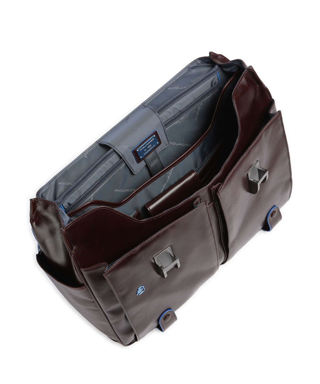 Piquadro Blue Square Briefcase mahogany