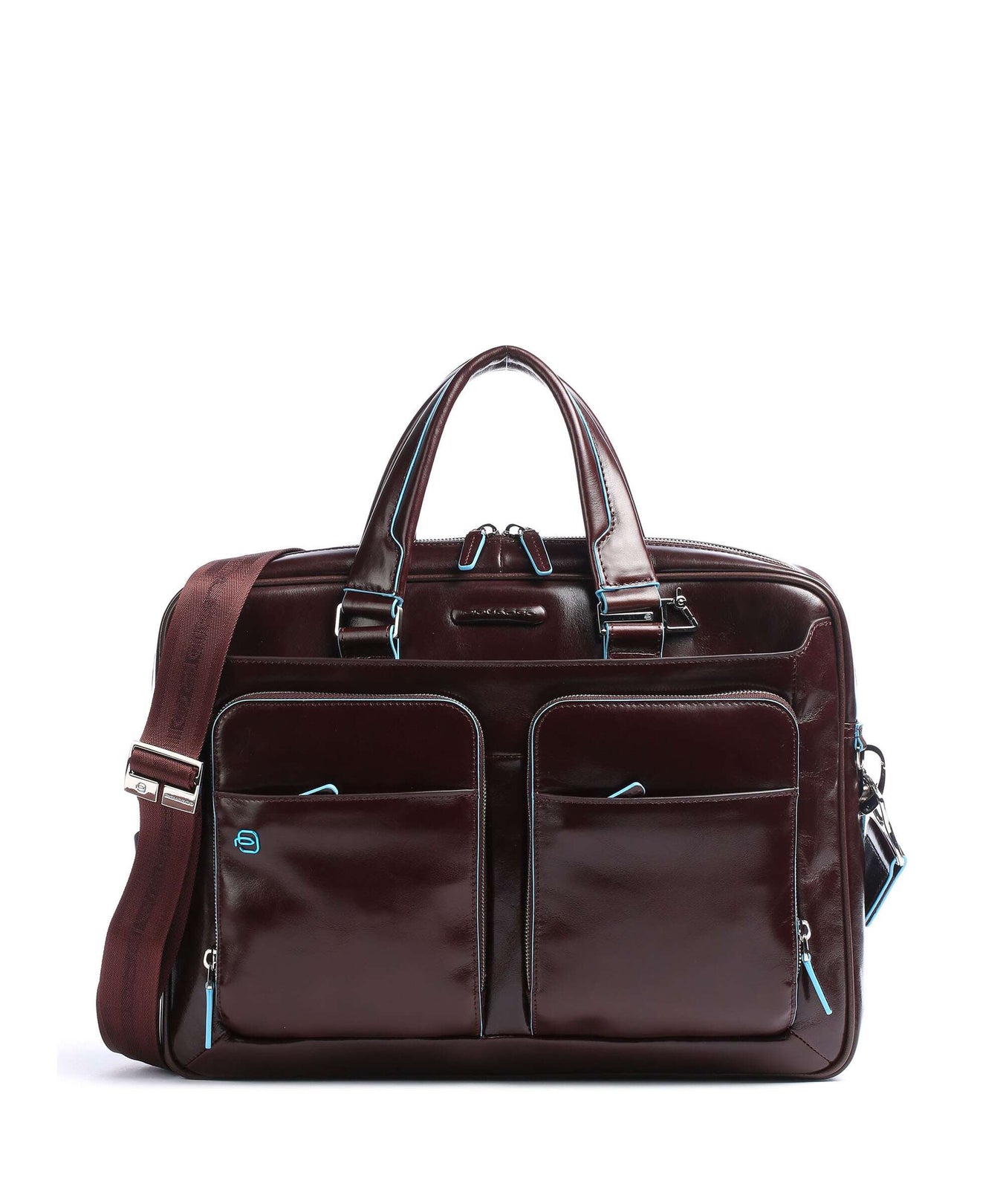 Piquadro Blue Square Briefcase mahogany