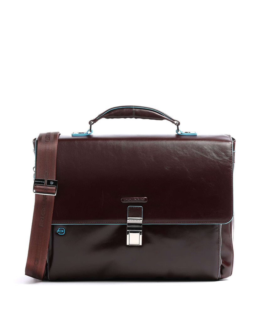 Piquadro Blue Square Briefcase mahogany