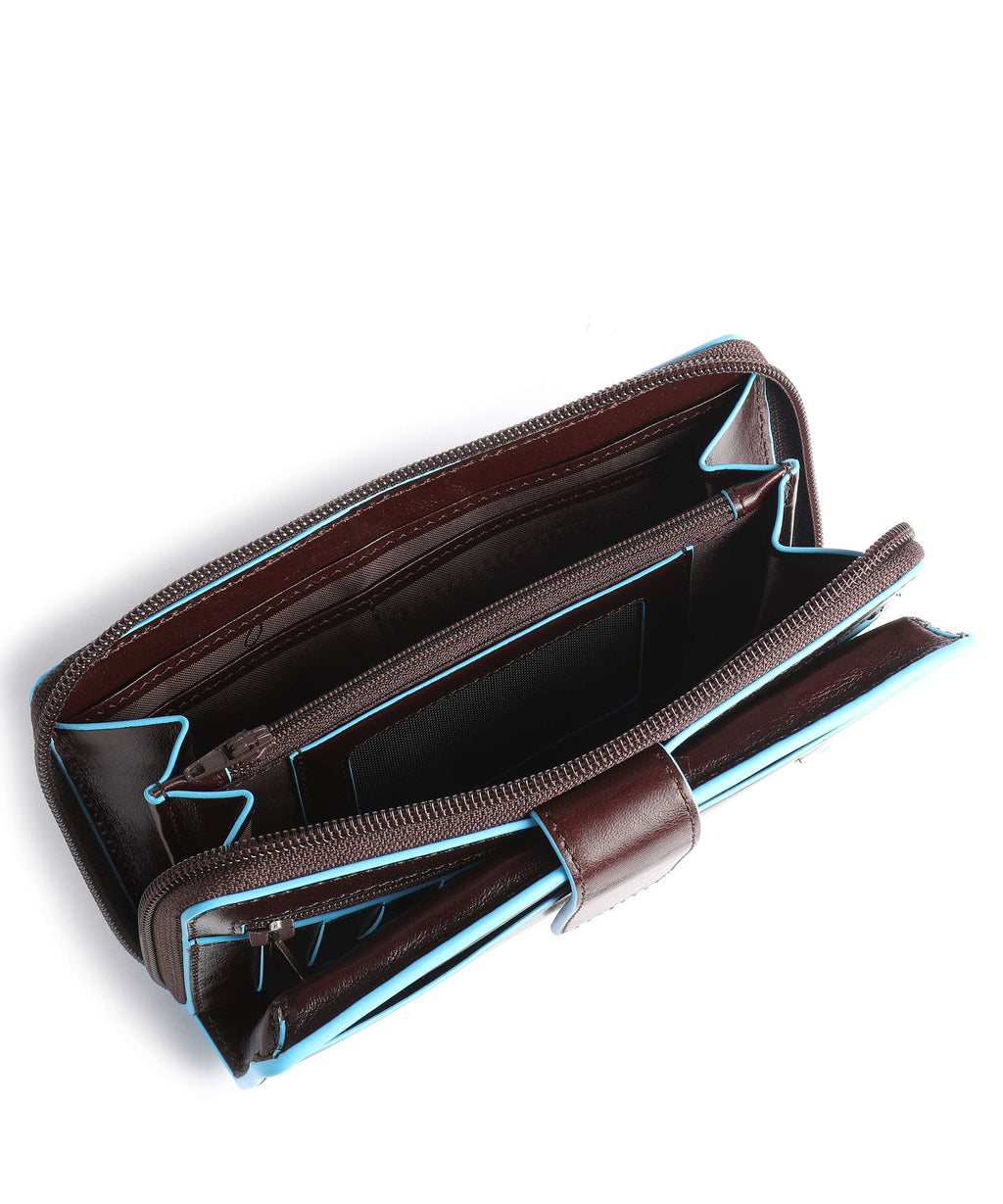 Piquadro Blue Square RFID Wallet mahogany
