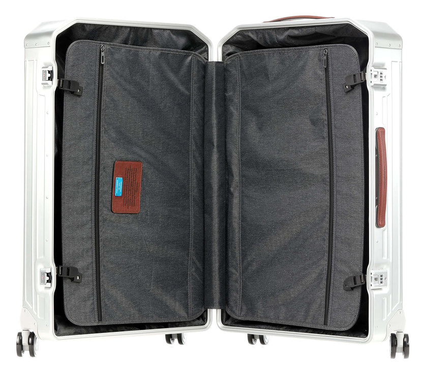 Piquadro Alu Spinner (4 wheels) grey/hide