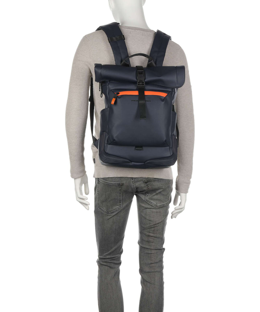 Piquadro Corner 2.0 Rolltop backpack blue