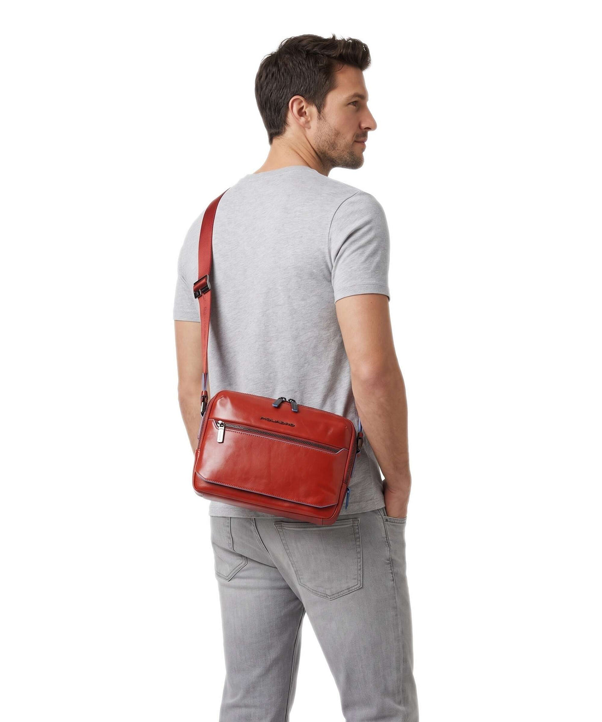Piquadro Blue Square Crossbody bag tabacco
