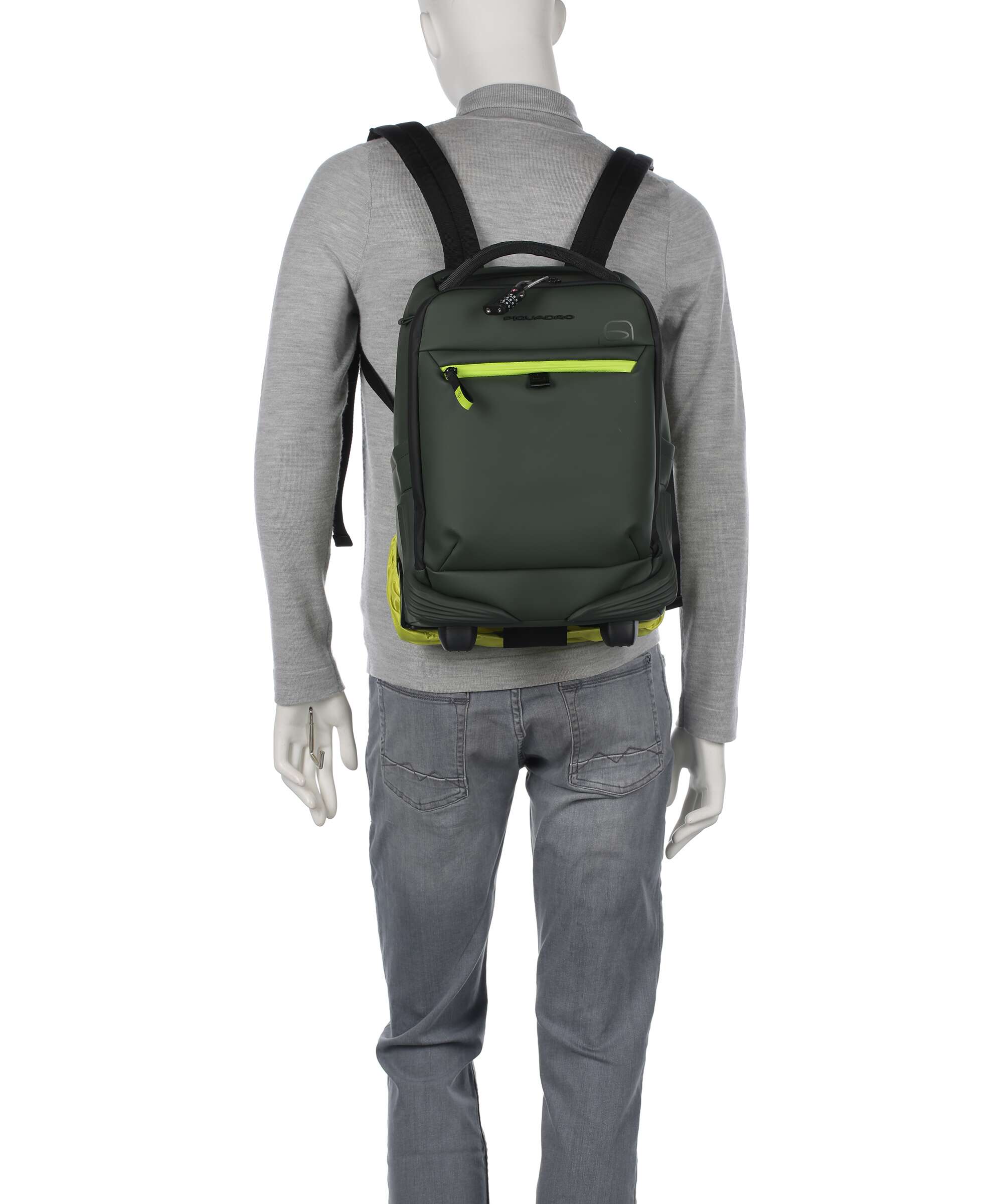 Piquadro Corner Backpack with wheels sage green