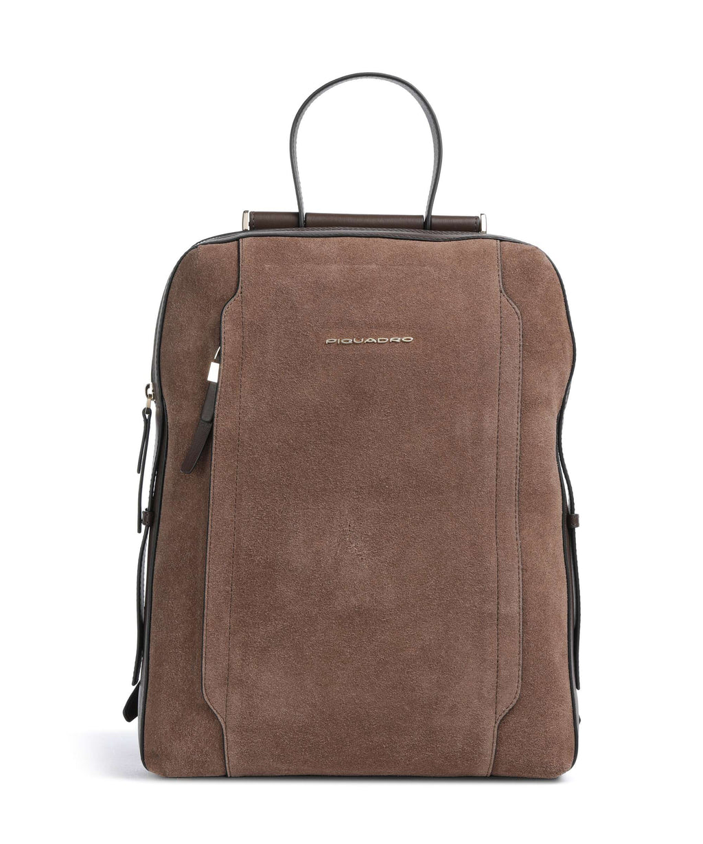 Piquadro Circle Laptop backpack suede dark brown