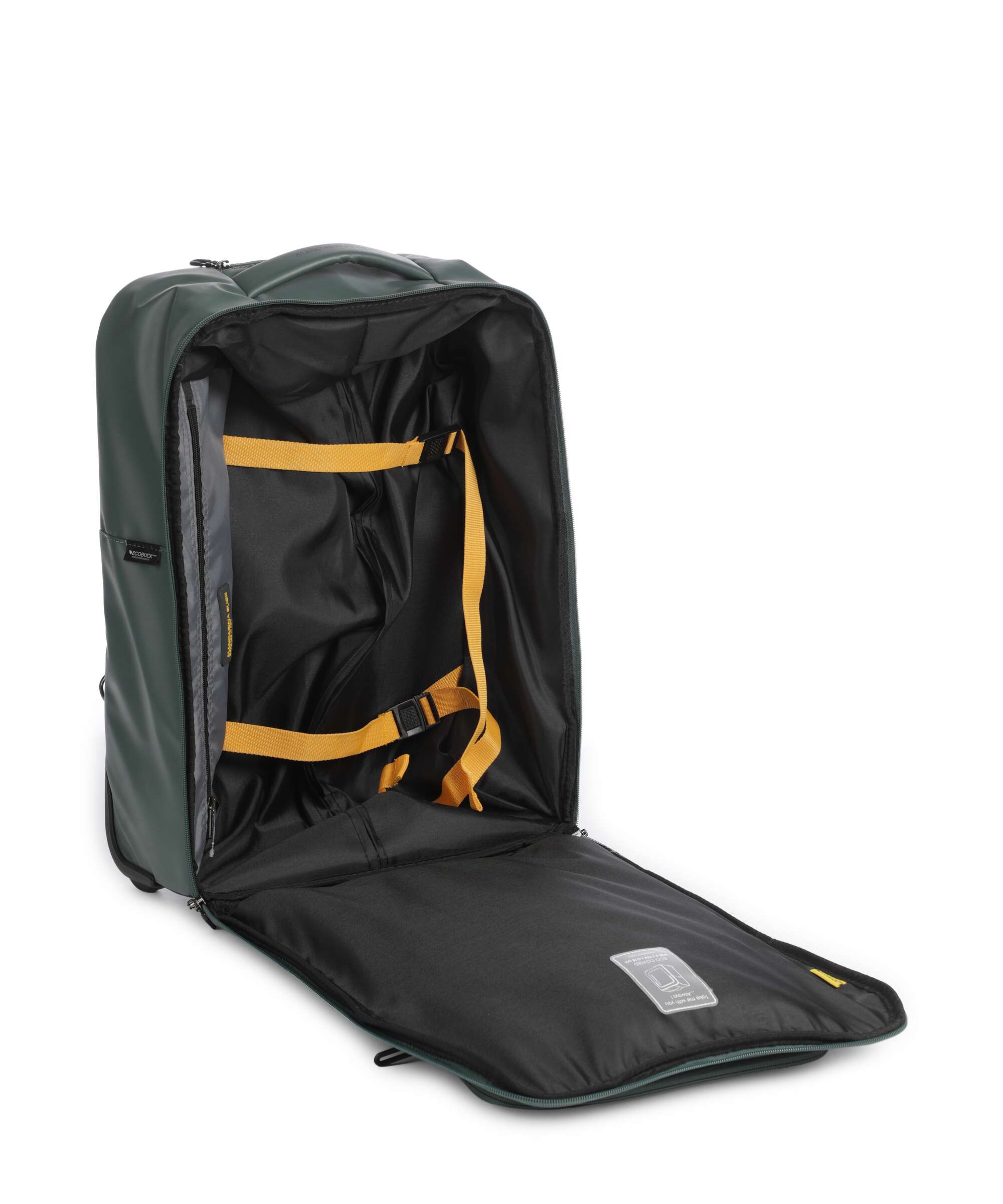 Mandarina Duck Eco Coated Backpack with wheels deep green