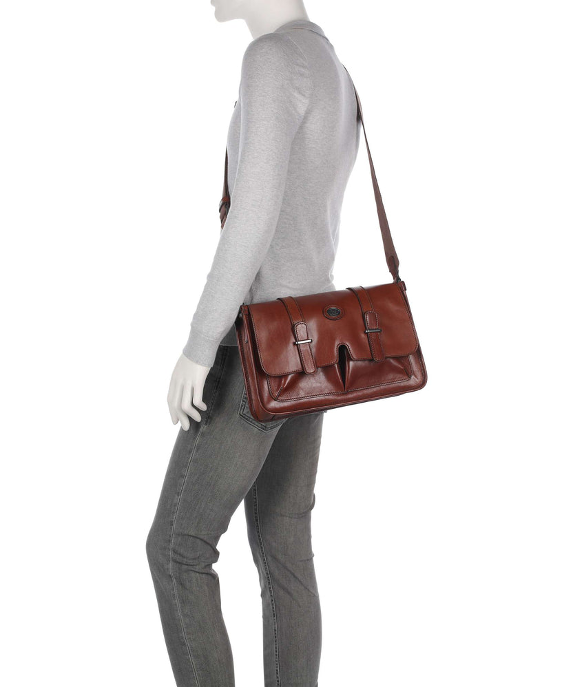 The Bridge Isaia Messenger bag marrone/rut scamosciato opaco