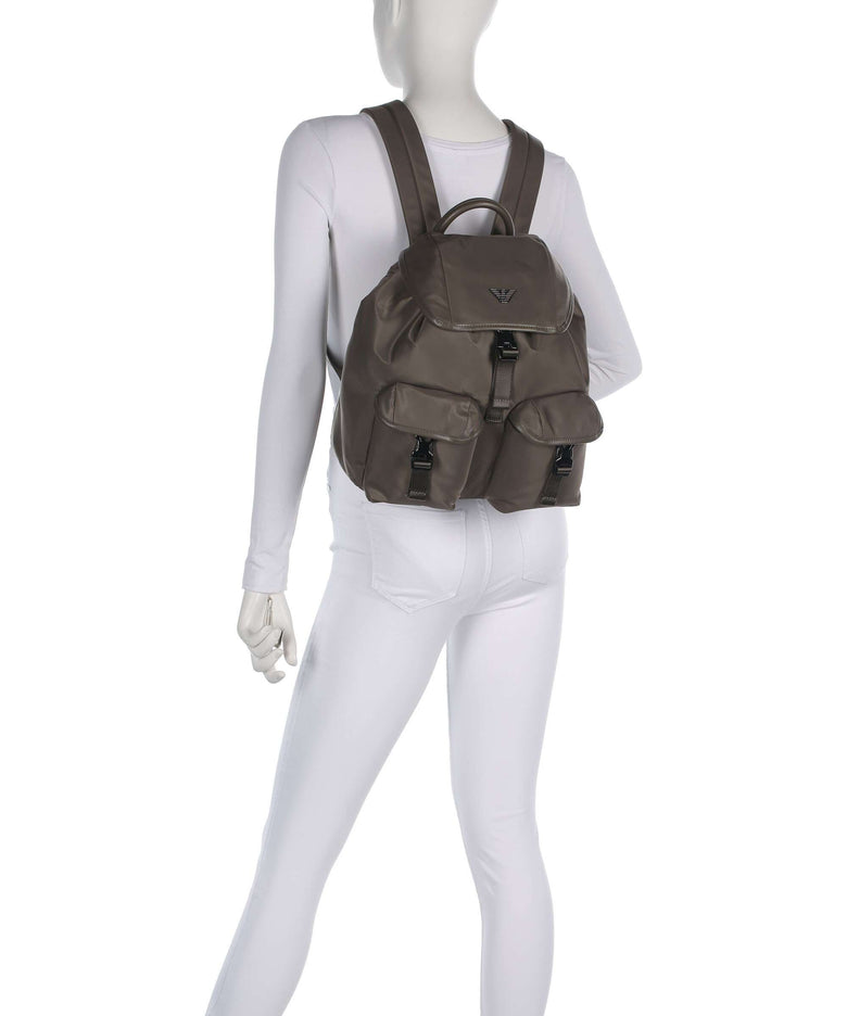 Emporio Armani Recycled Nylon Backpack major brown