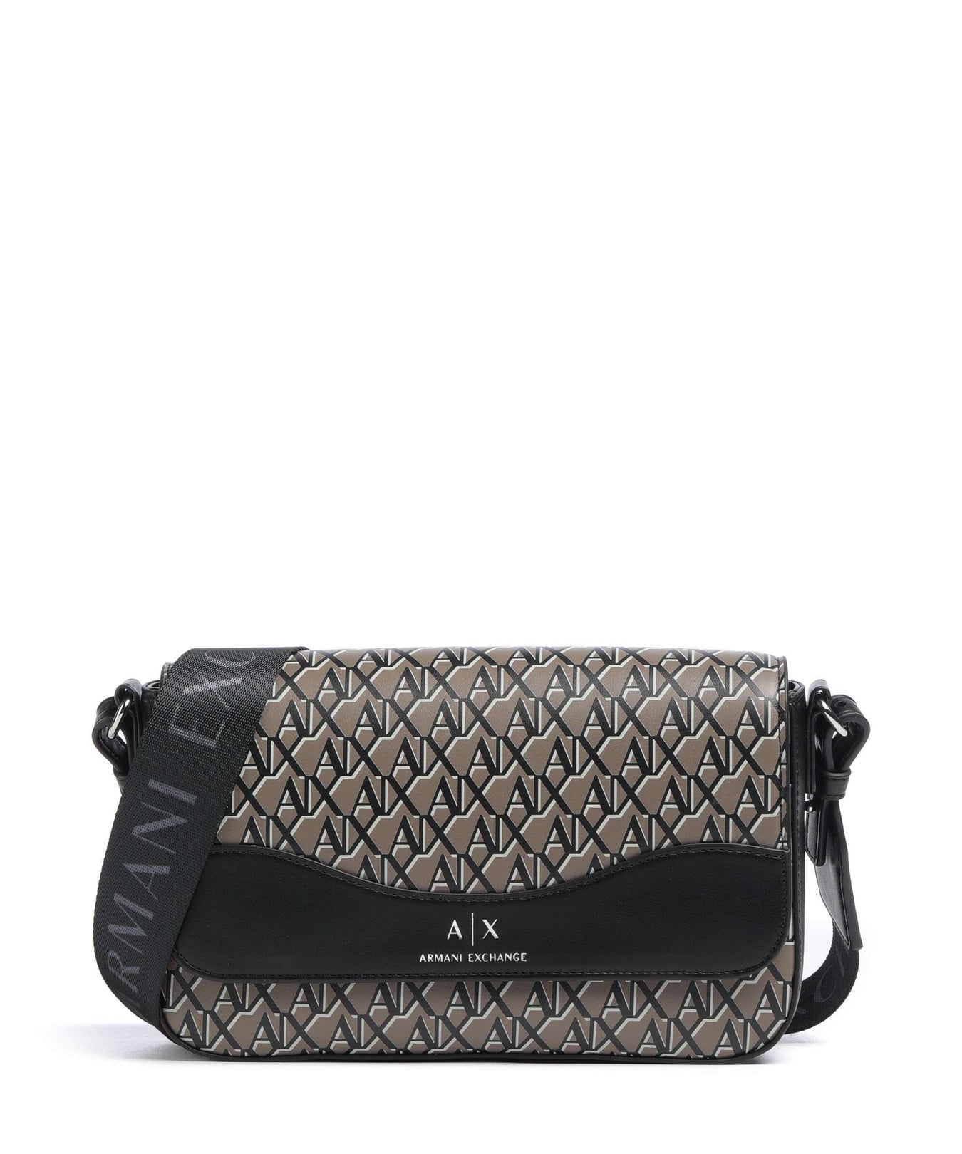 Armani Exchange Wave Monogram Crossbody bag brown bass/black