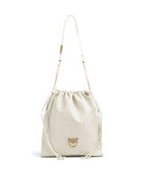 Pinko Classic Slouchy Sac seau bianco seta/antique gold