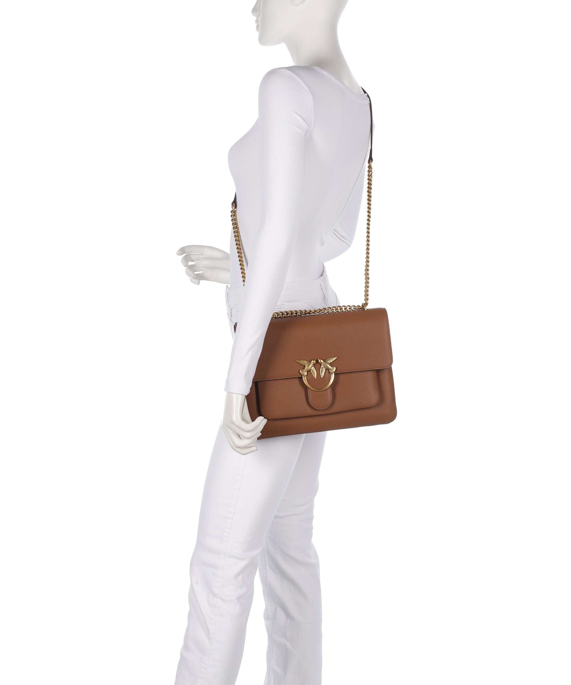 Pinko Love Soft Big Shoulder bag marrone/leone/antique gold