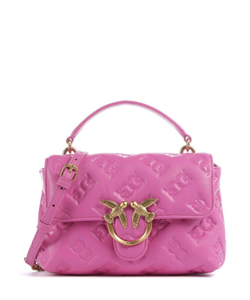 Pinko Love Lady Puff Mini Borsa a mano rosa flogo/antique gold