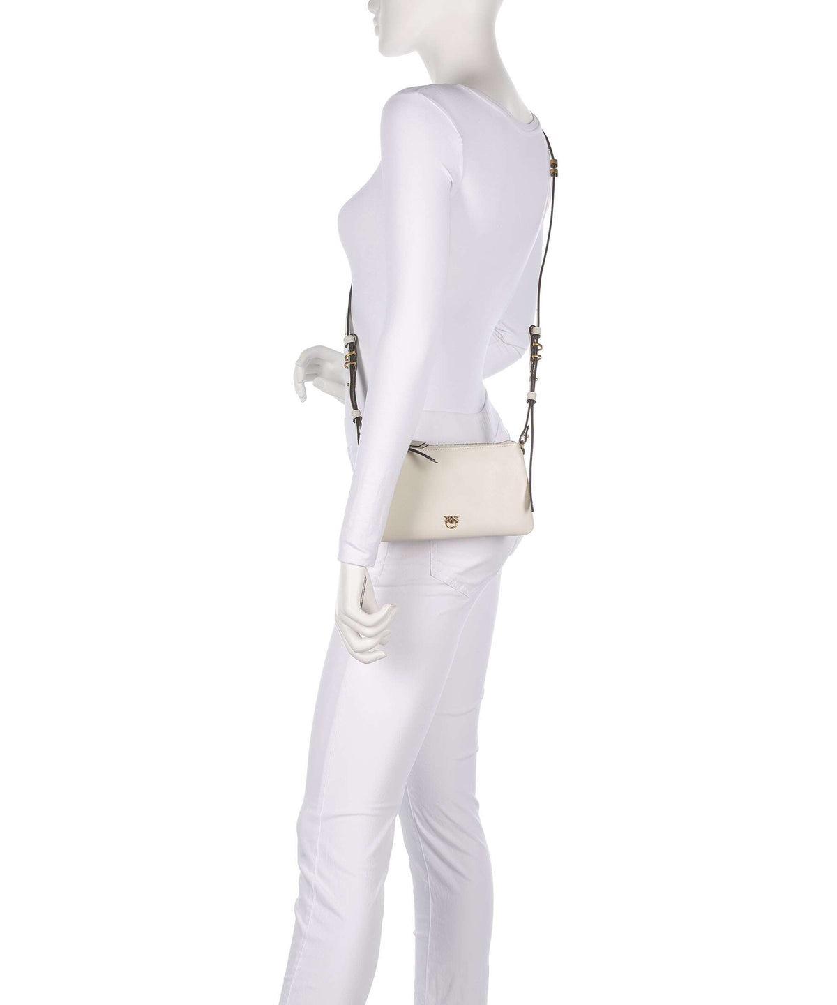 Pinko Double Mini Shoulder bag bianco seta/antique gold