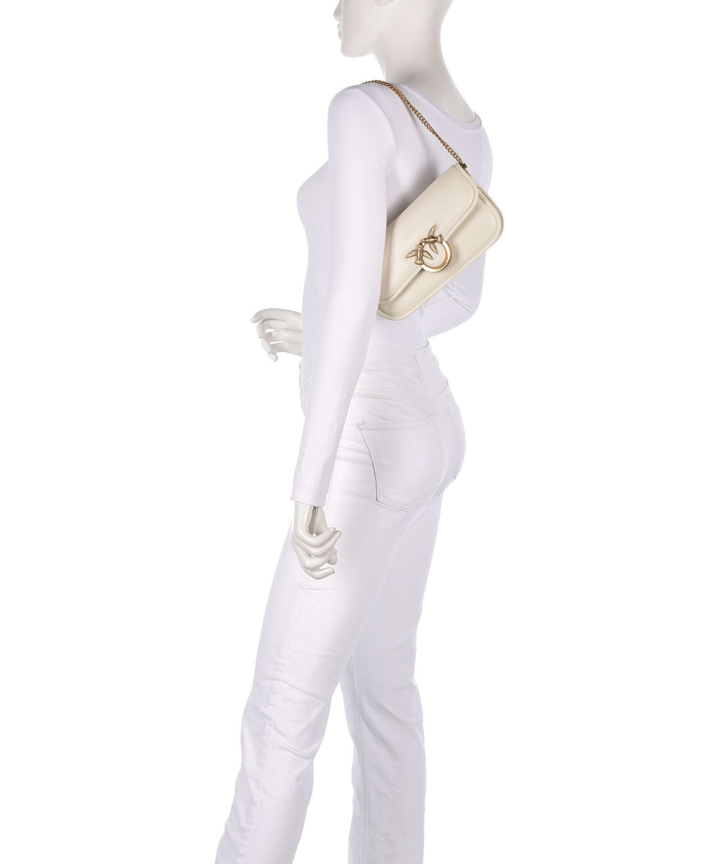 Pinko Love Box Horizontal Shoulder bag bianco seta/antique gold