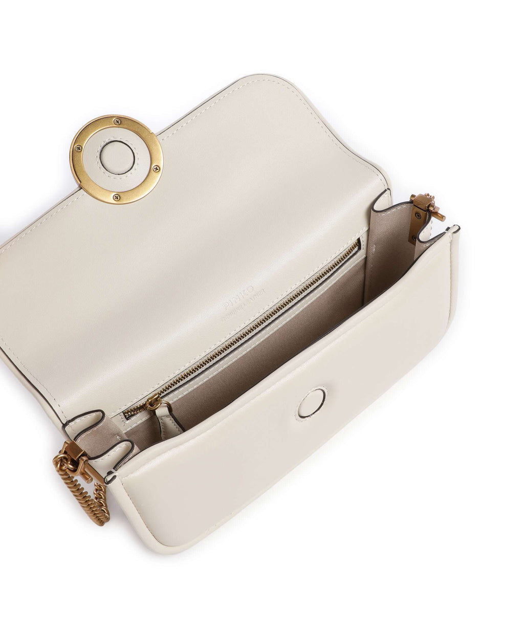 Pinko Love Box Horizontal Shoulder bag bianco seta/antique gold