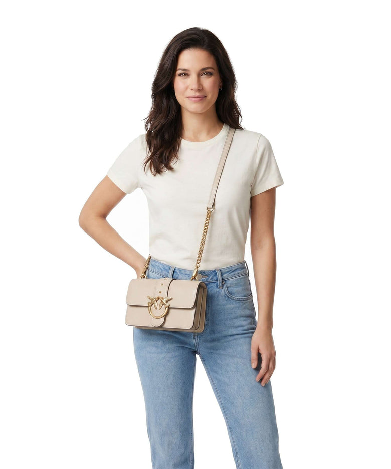 Pinko Love One Mini Crossbody bag beige/grigio fumo/antique gold