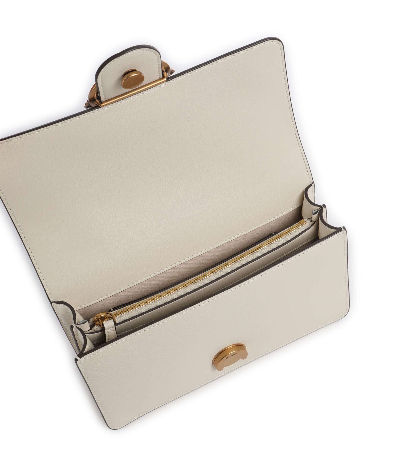 Pinko Love One Mini Crossbody bag bianco seta/antique gold