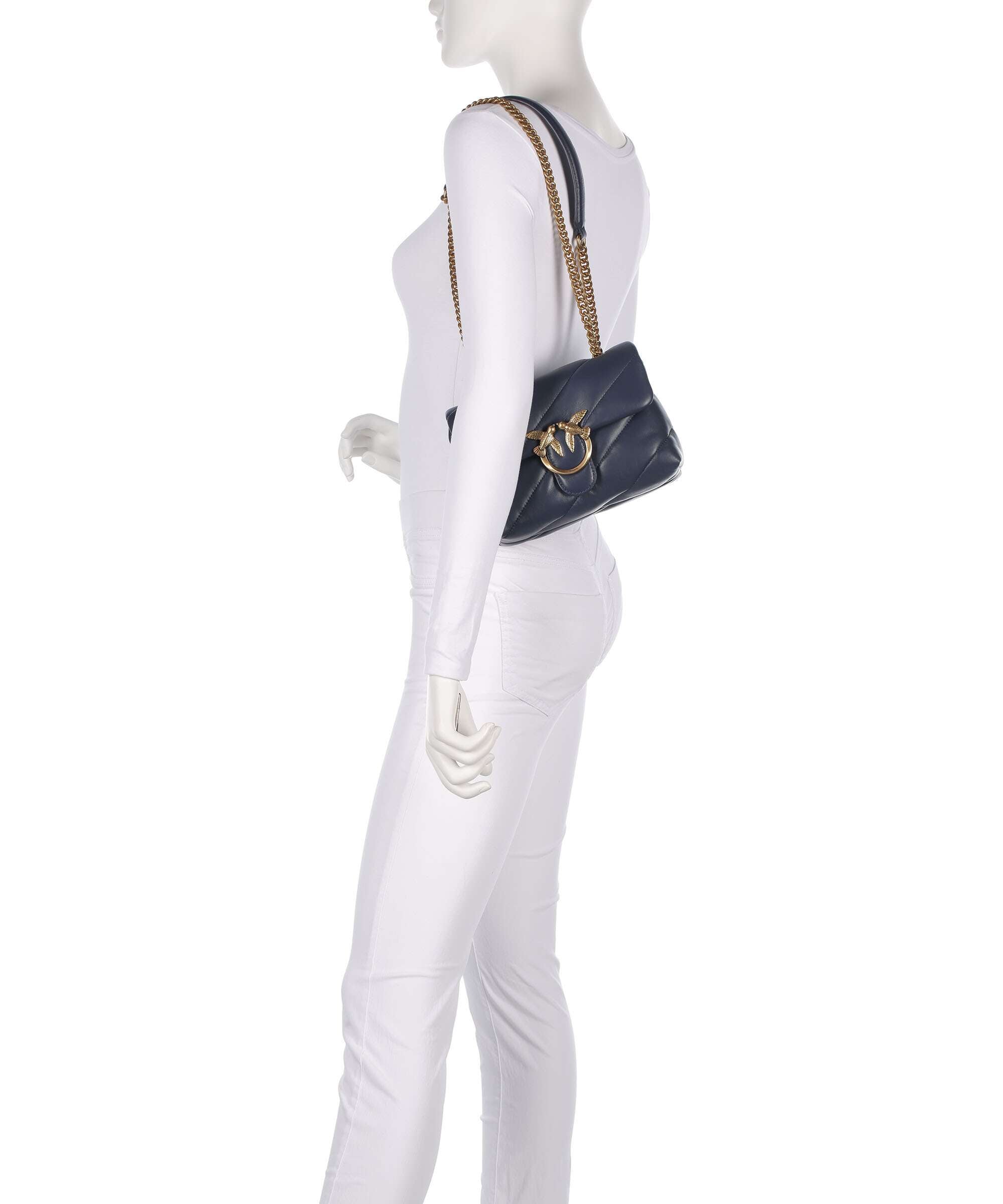 Pinko Love Puff Mini Shoulder bag blu indaco ombroso/antique gold