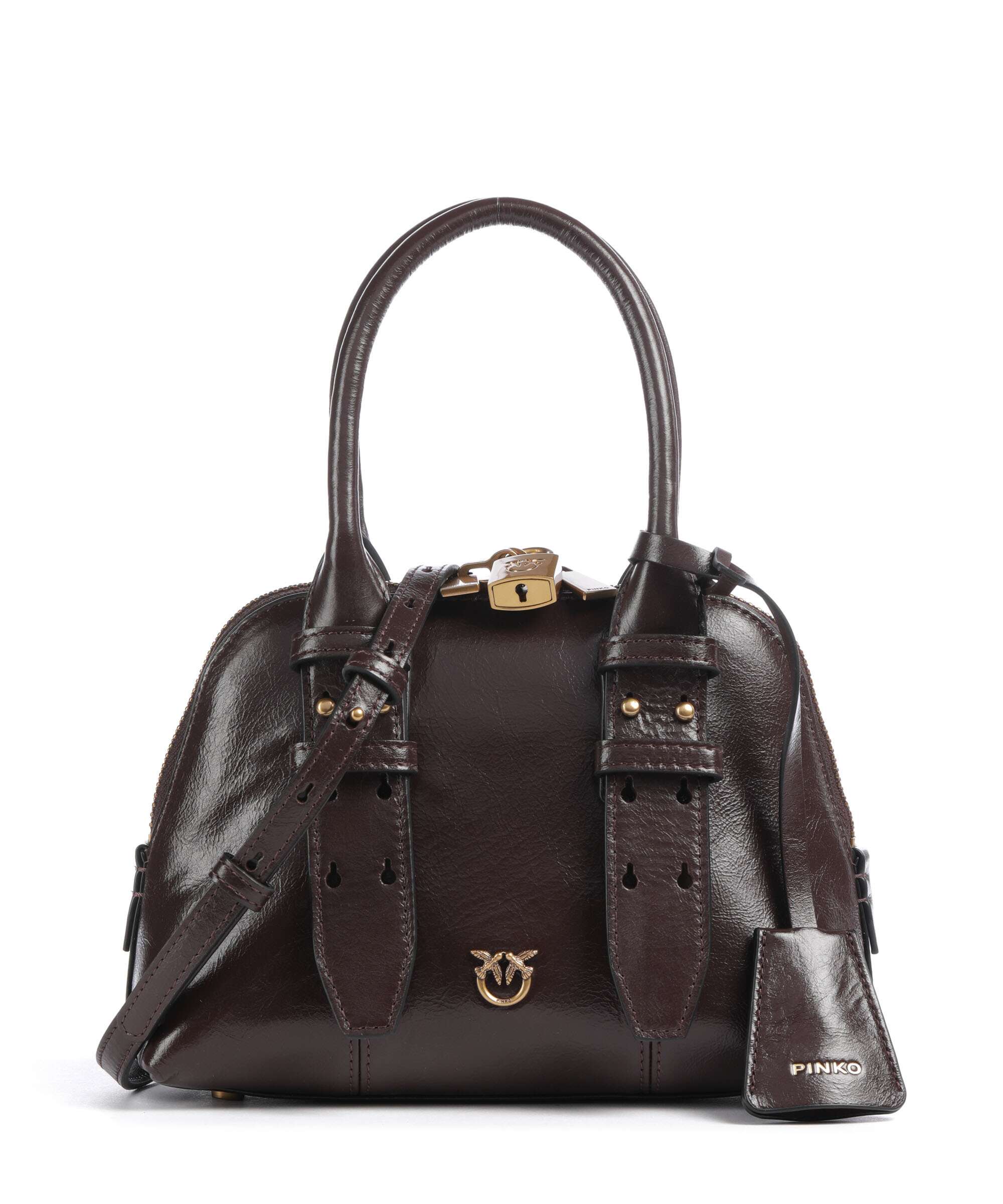 Pinko Bowling Mini Handbag rosso mogano/antique gold