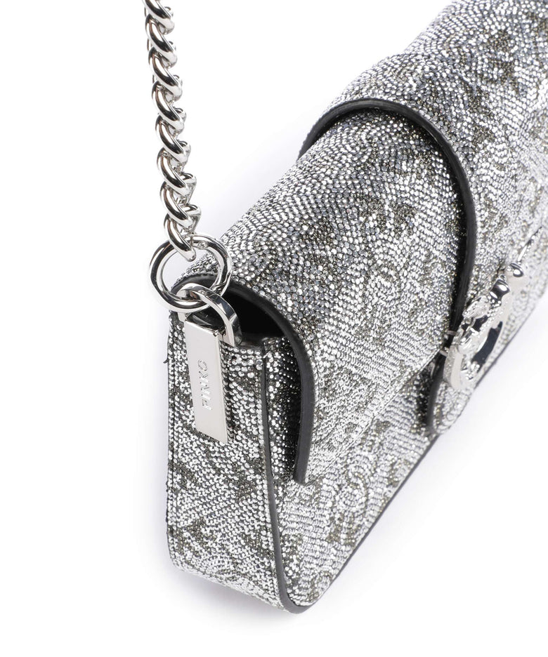 Pinko Love One Baby Slouchy Crossbody bag argento/nickel lucido