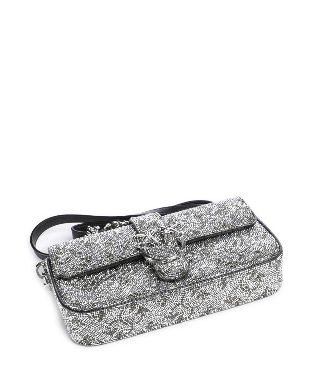 Pinko Love One Baby Slouchy Crossbody bag argento/nickel lucido