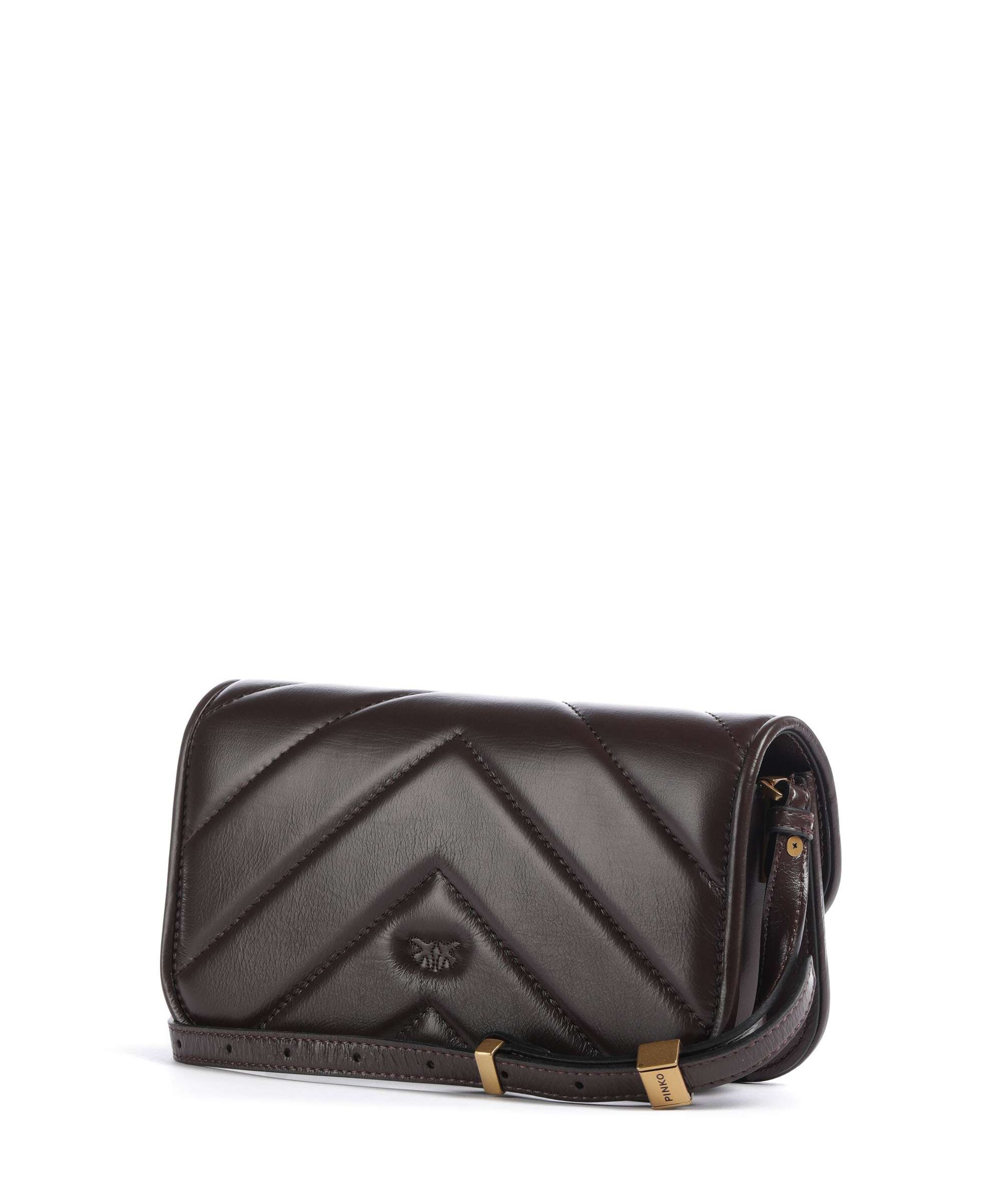 Pinko Love Box Horizontal Shoulder bag rosso mogano/antique gold