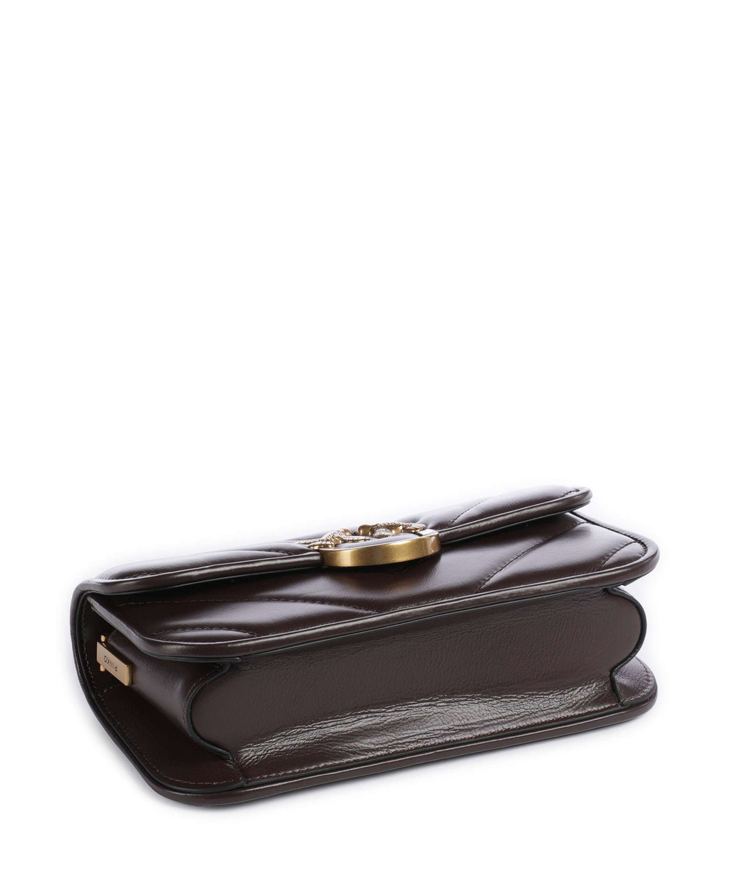 Pinko Love Box Horizontal Shoulder bag rosso mogano/antique gold