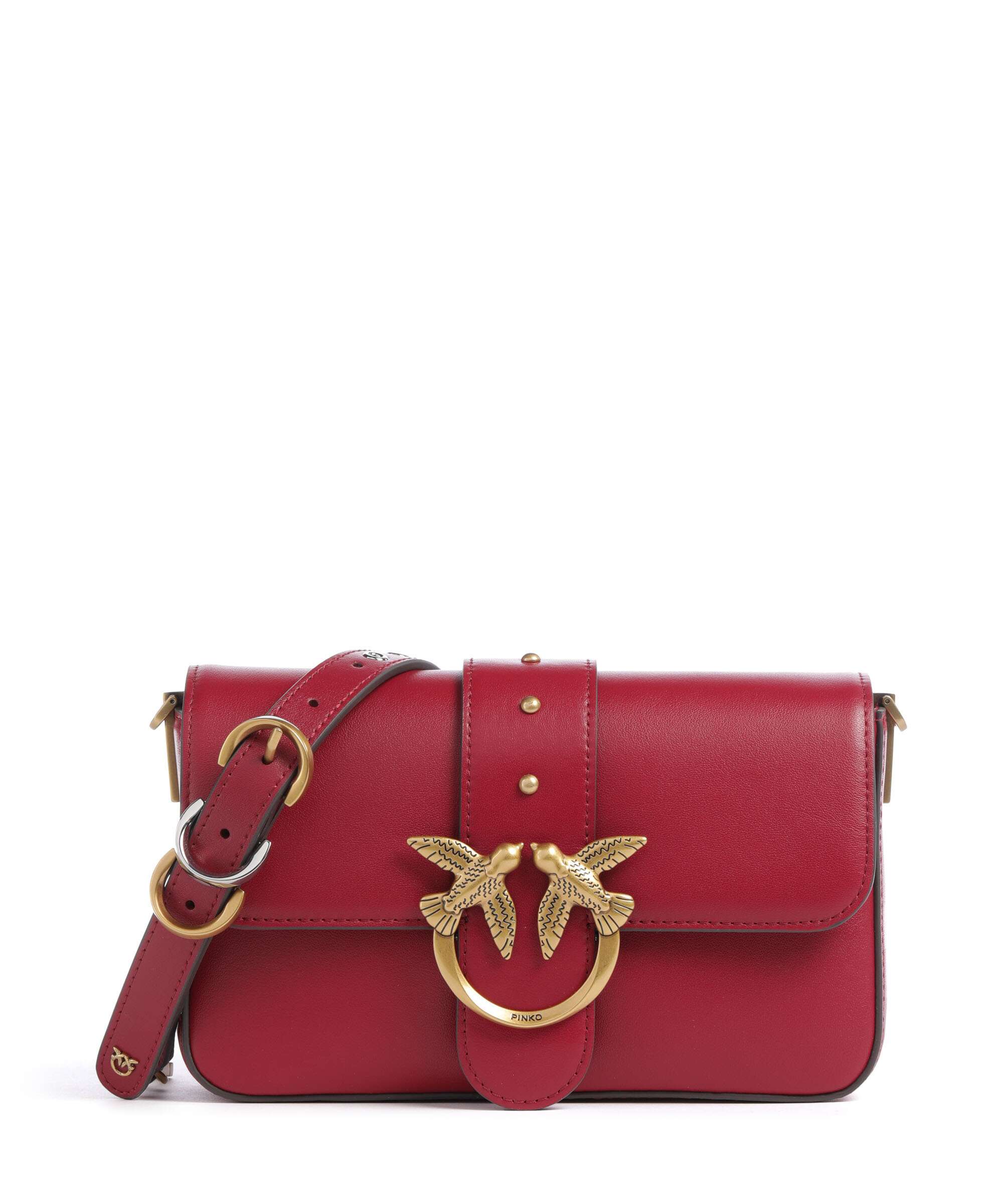 Pinko Love One Mini Slouchy Charms Crossbody bag rosso lampone/antique gold