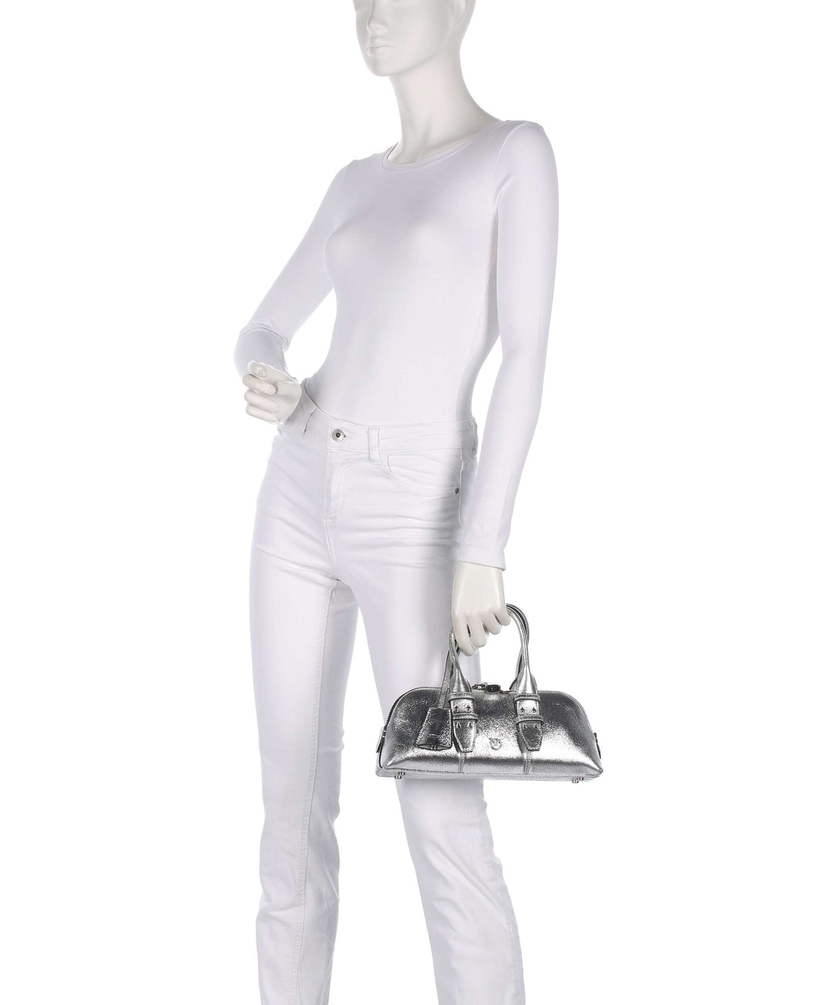 Pinko Bowling Baguette Handbag argento/nickel lucido