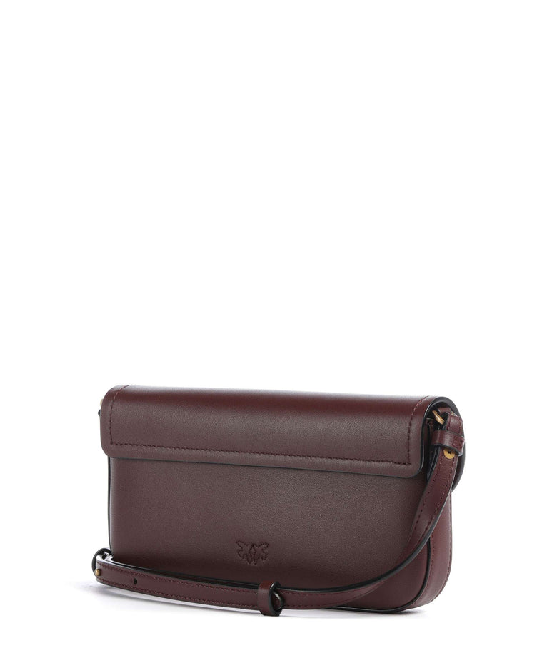 Pinko Saddle Flat Crossbody bag rosso vino/antique gold