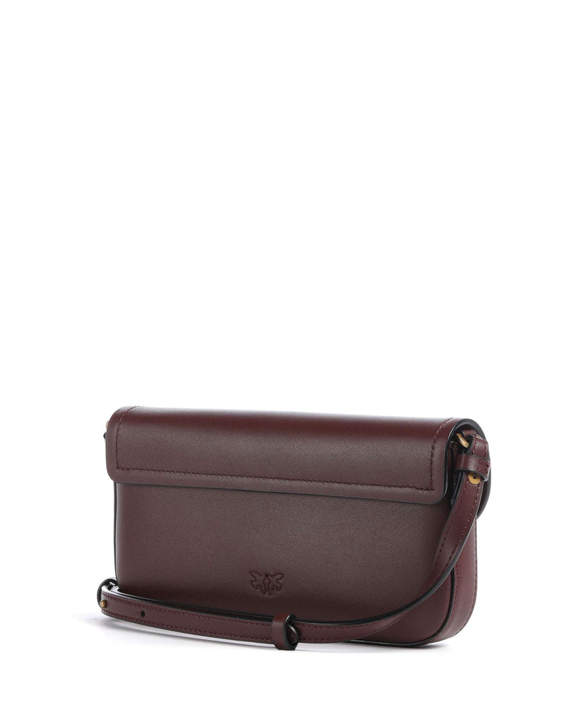 Pinko Saddle Flat Crossbody bag rosso vino/antique gold